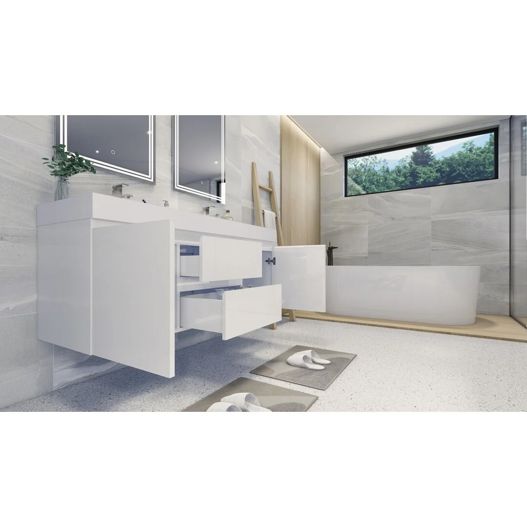 Baillie 60'' Wall-Mounted Vanity with Double Reinforced Acrylic Sink