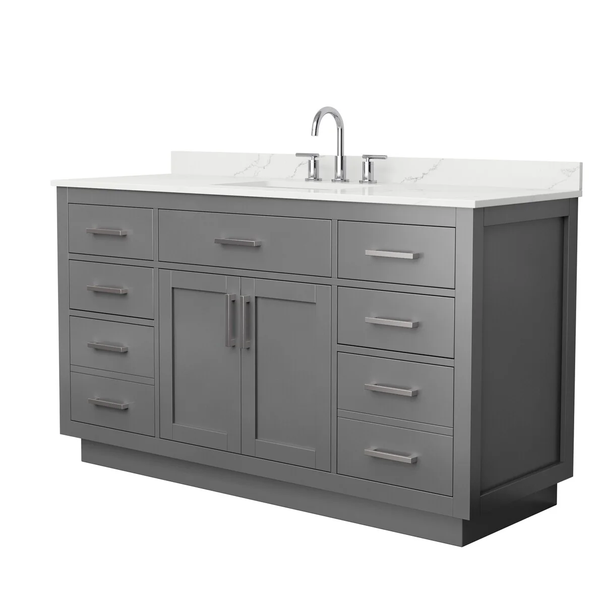 Beckett TK 60-inch Single Vanity, 3 Hole Quartz Top