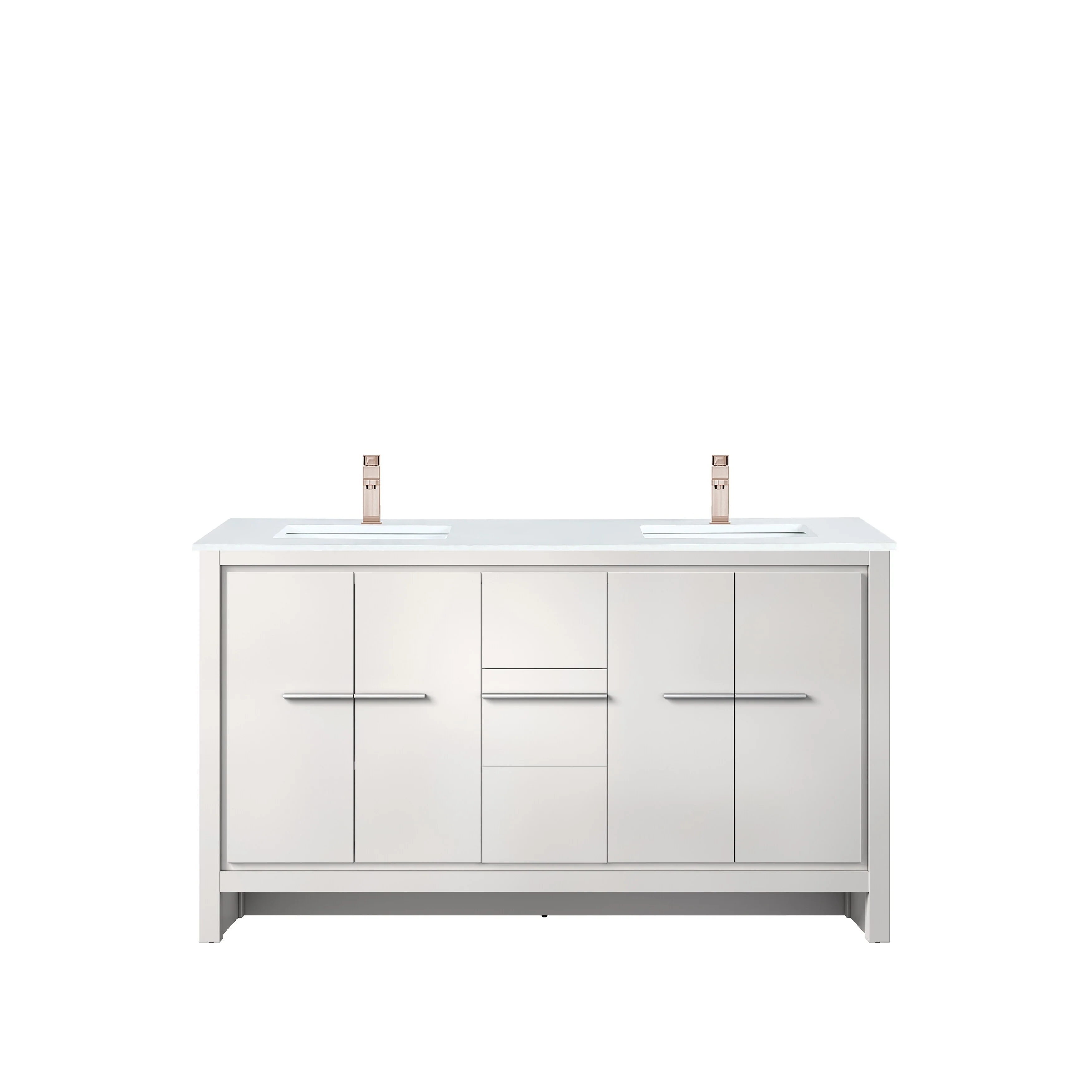 Lafarre Bath Vanity Cultured Marble Top, Sink and Rose Gold Faucet