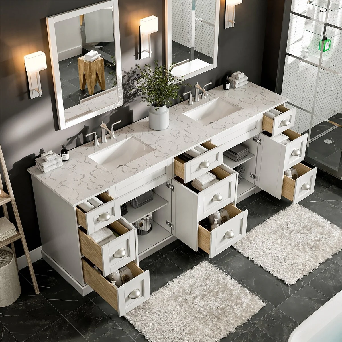 EVIVA Epic 84 Inch Transitional White Vanity
