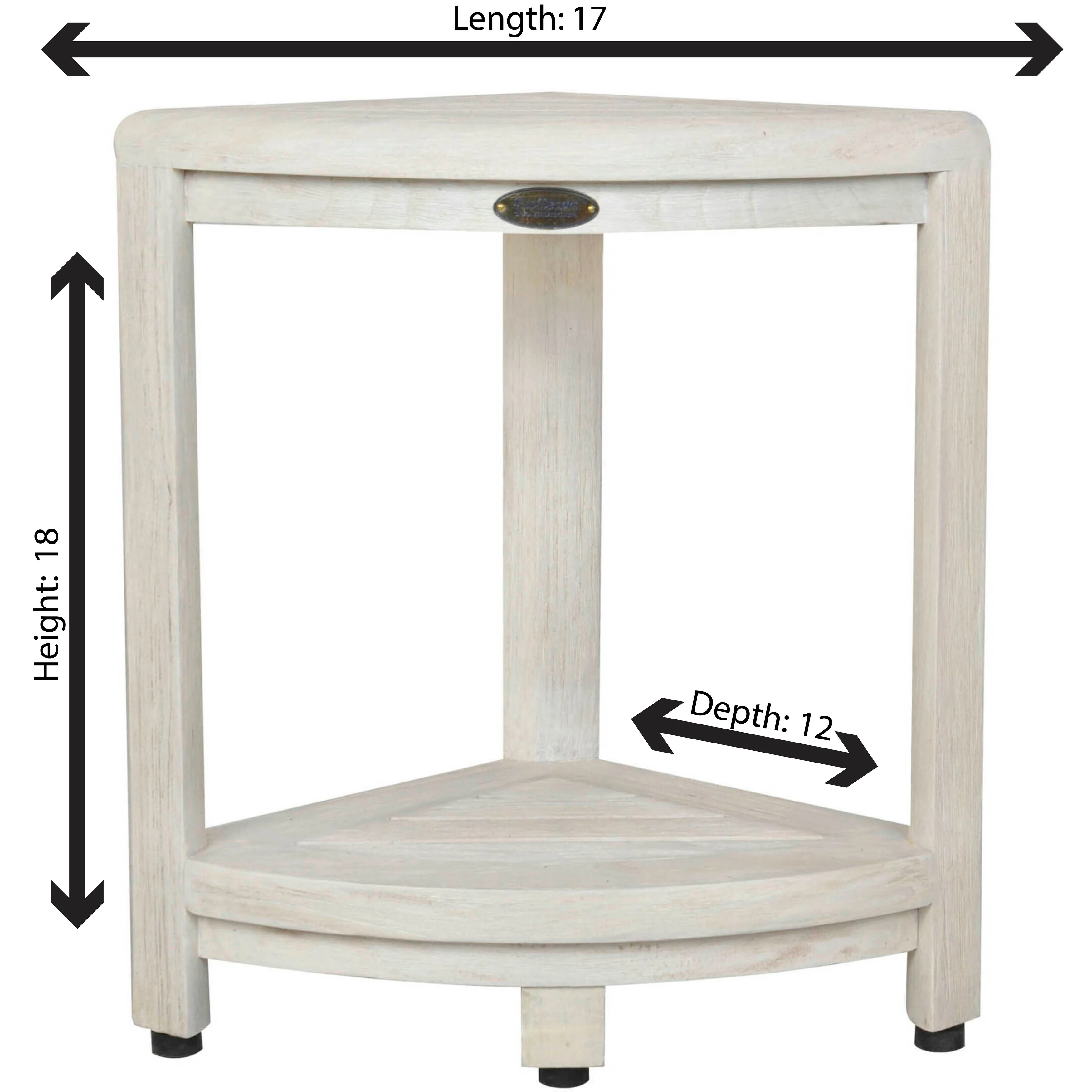 CoastalVogue Snazzy Corner Antique White Finish Teak Wood 2-tier shower & Bathroom shaving shelf 12-inches Wide x 18-inches Tall