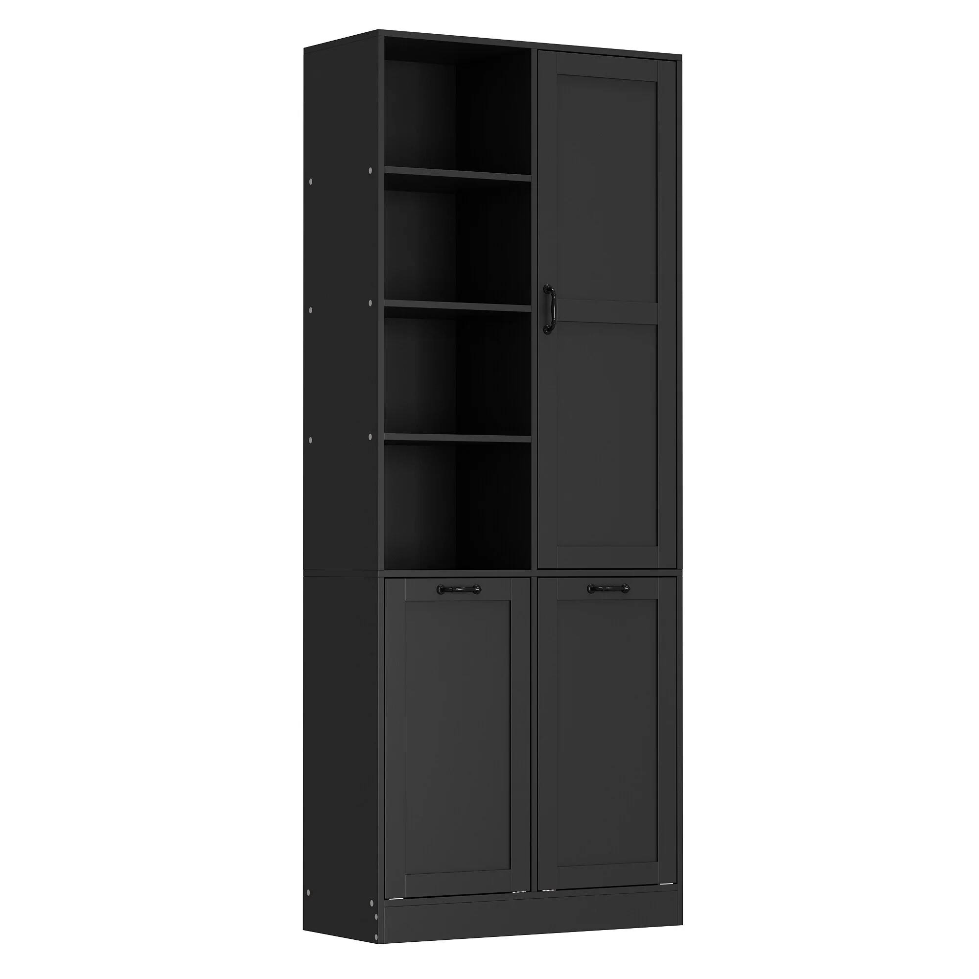 Sleek White Laundry Bathroom Cabinet with Unique Rotating Drawers