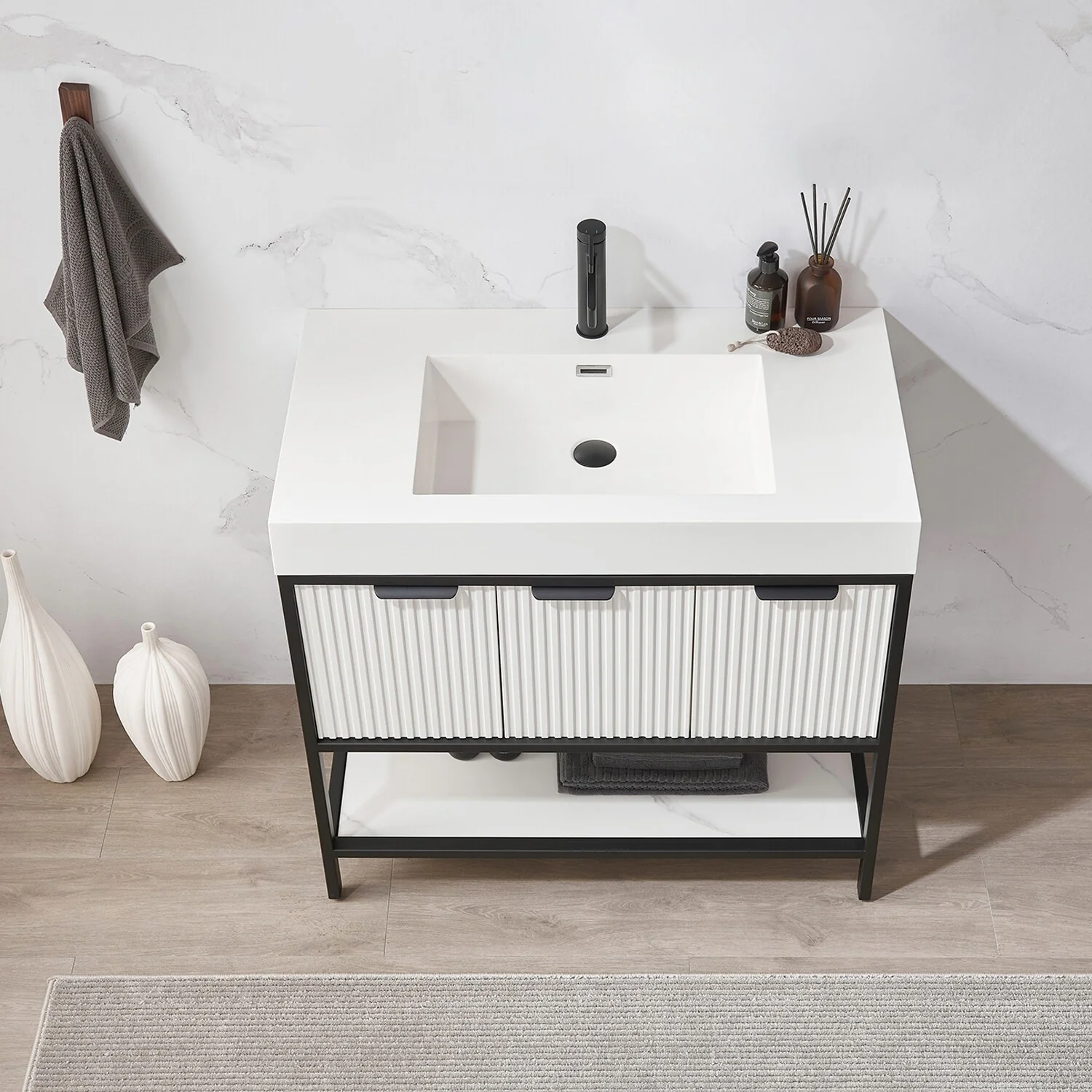 Marcilla 36 in. Single Sink Bath Vanity with Stone Sink Top