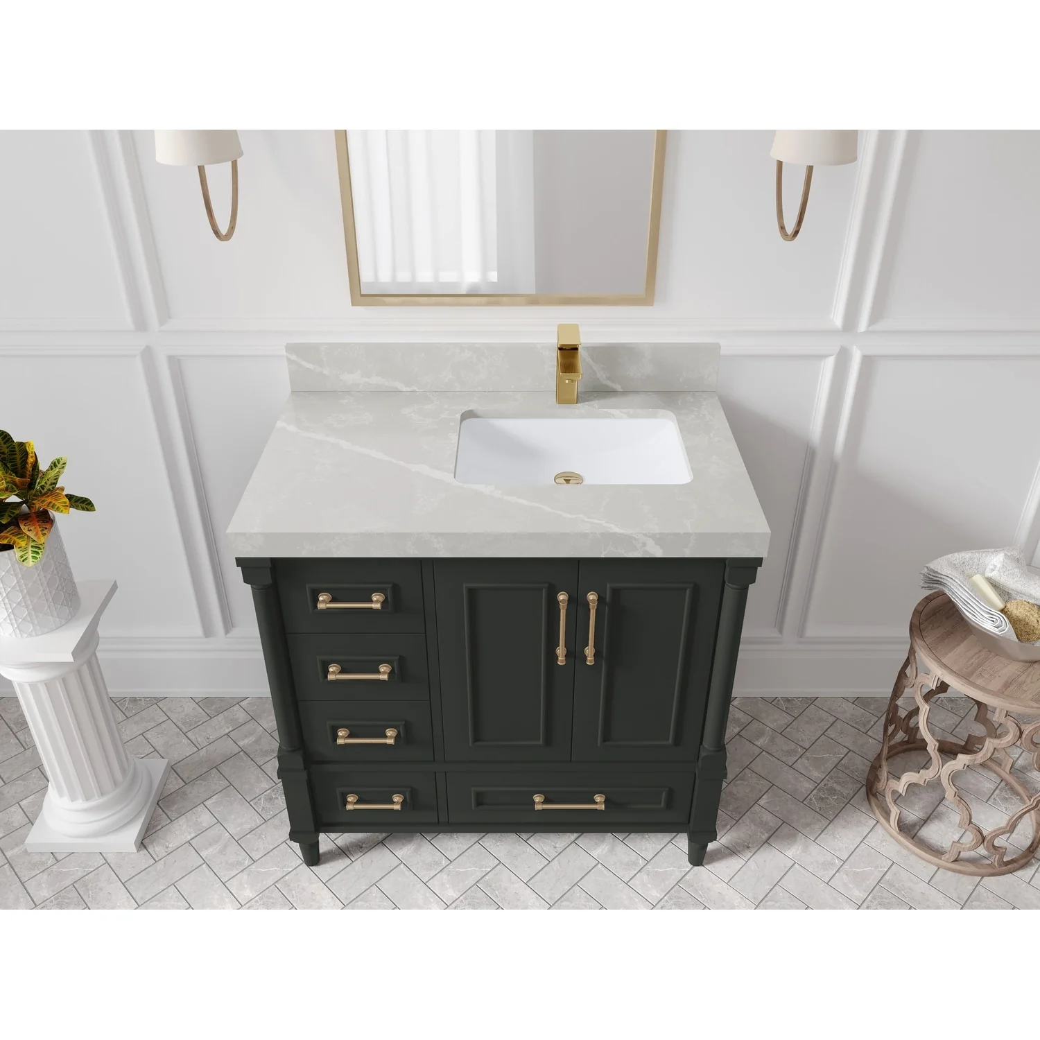Willow Collections 36 in. W x 22 in. D Aberdeen Right Offset Sink Bathroom Vanity with Countertop