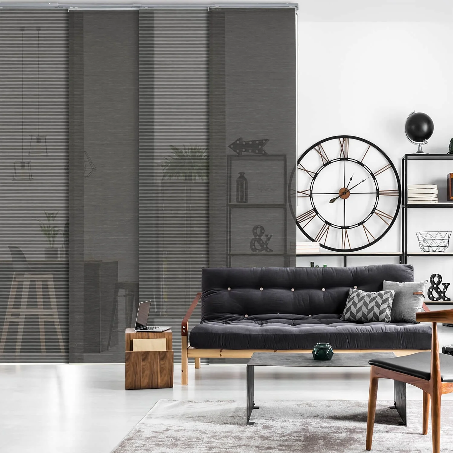 GoDear Design Natural Woven Adjustable Sliding Panel Track Blinds, Vertical Blinds, Cosmos Series, 45.8