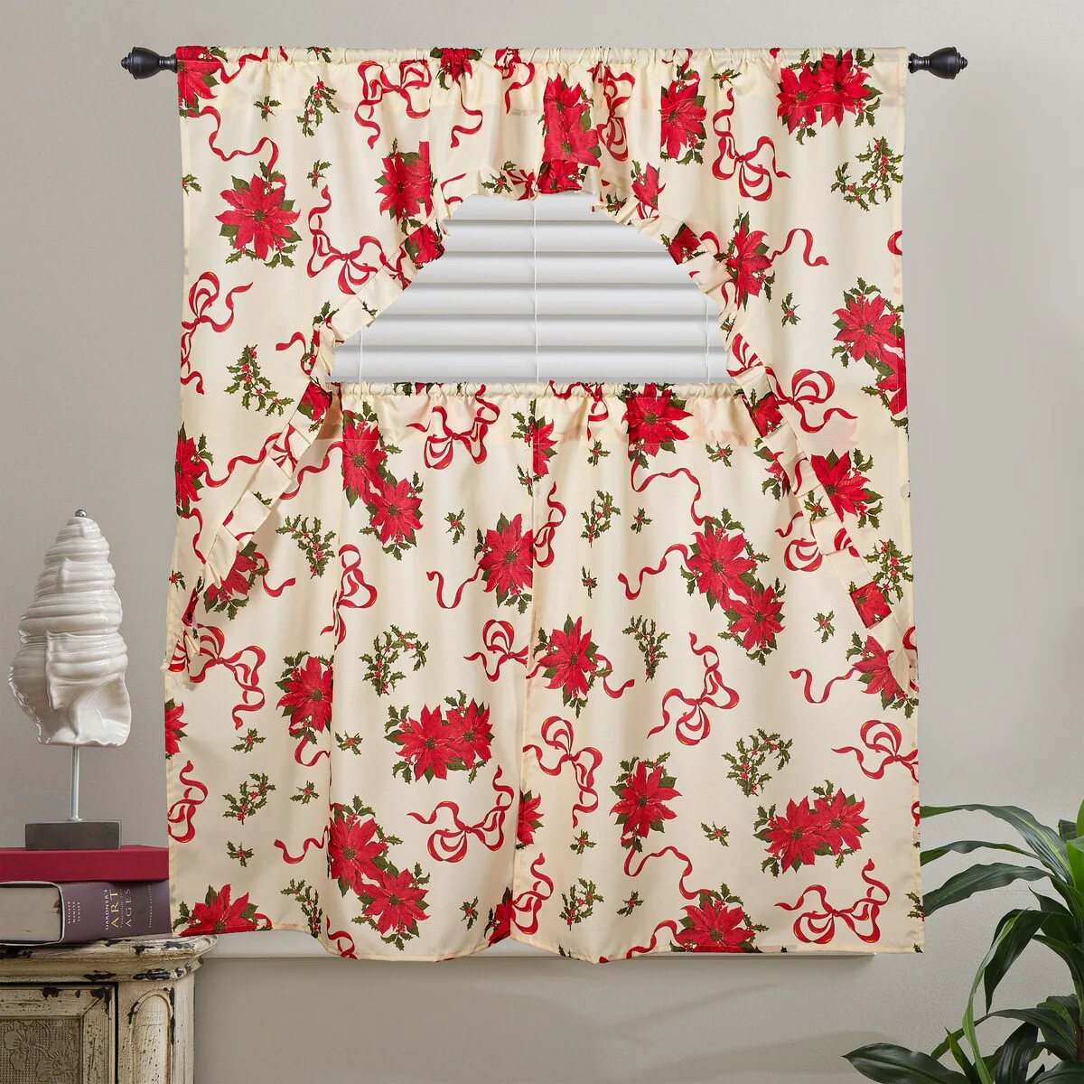 Violet Linen Decorative Christmas Poinsettias 3pc Set 60