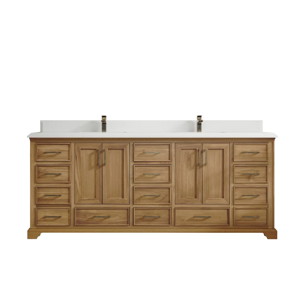 Willow Collections 84 in. W x 22 in. D Charlotte Teak Double Sink Bathroom Solid Teak Vanity with Countertop