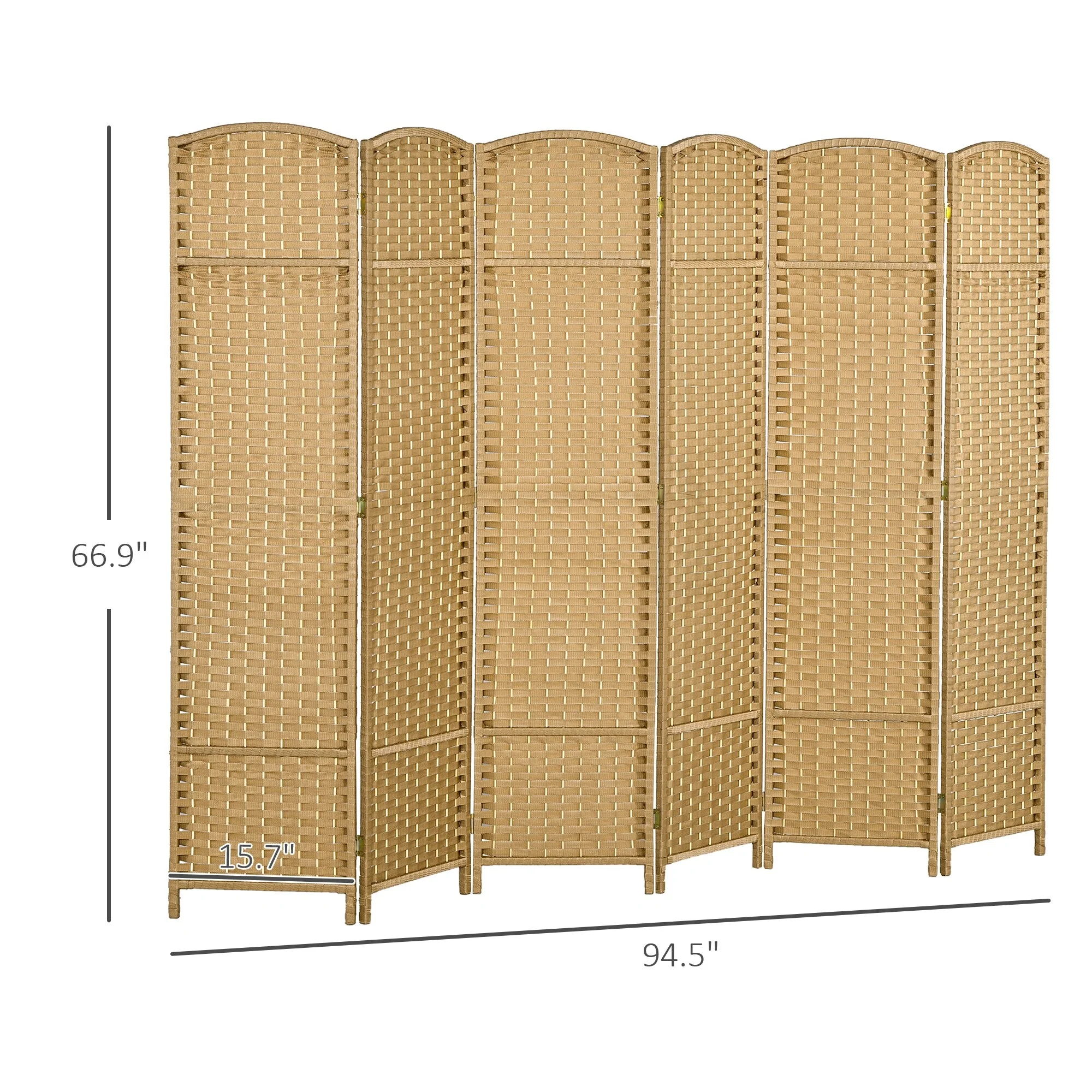 HOMCOM Room Divider, 6 Panel Folding Privacy Screen, 5.6' Tall Freestanding Wall Partition