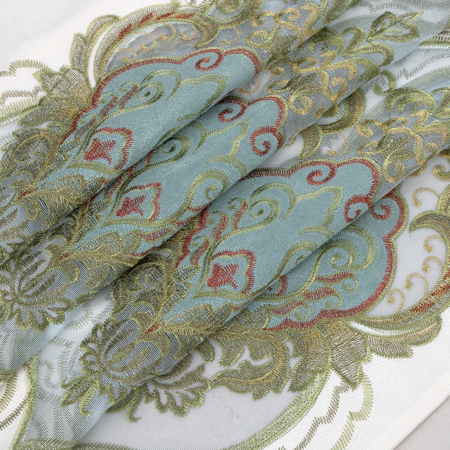 Betsy Macrame Embroidered Window Curtain Panel