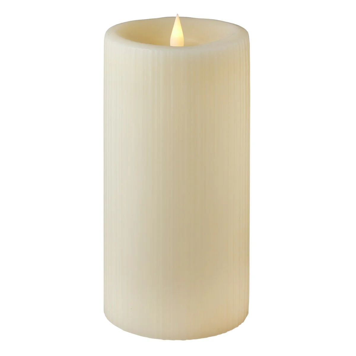 Fine Ribbed Motion Flameless Candle 4x8 Ivory