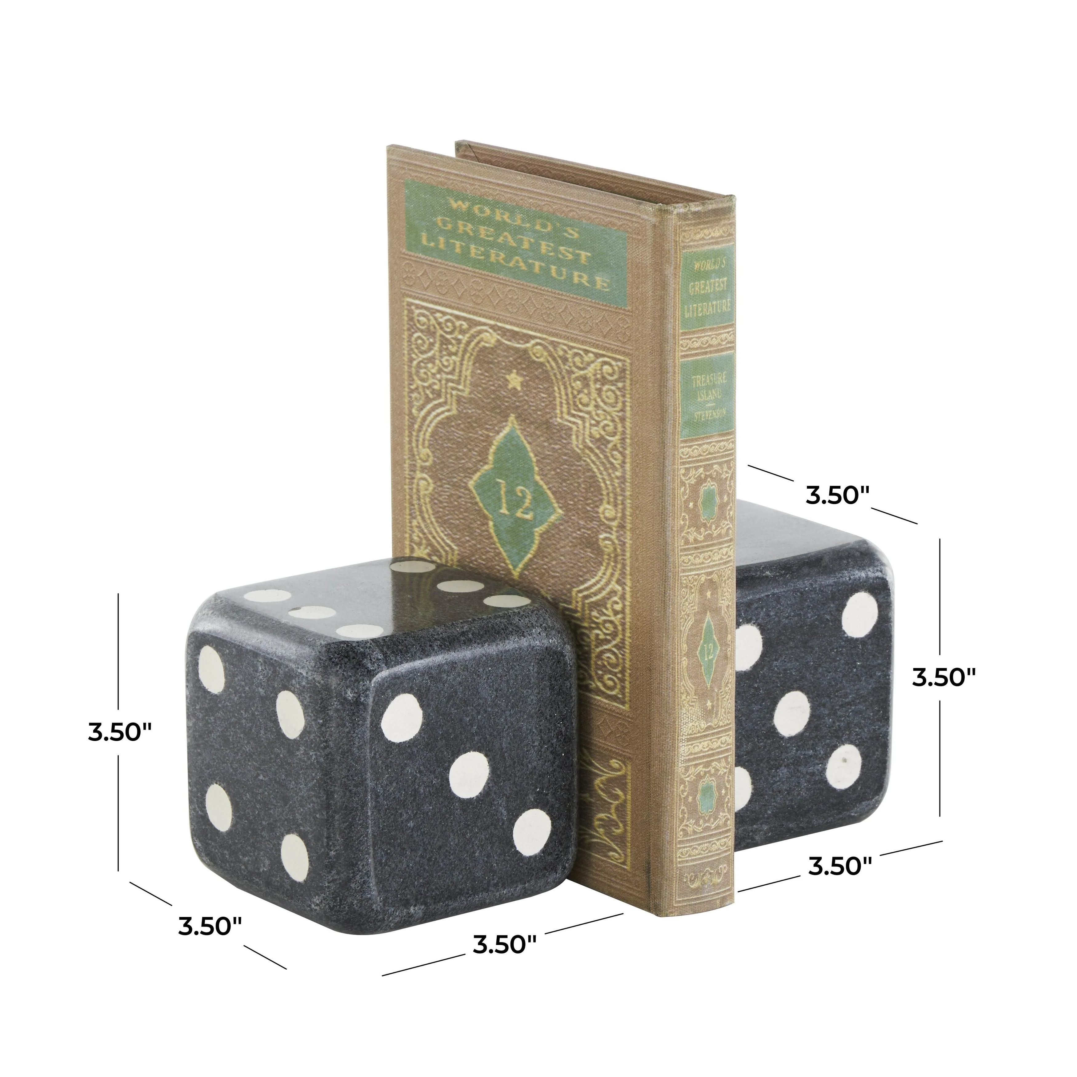 Marble Dice Decorative Bookends - Set of 2 Black, White or Green - Roche River Decor