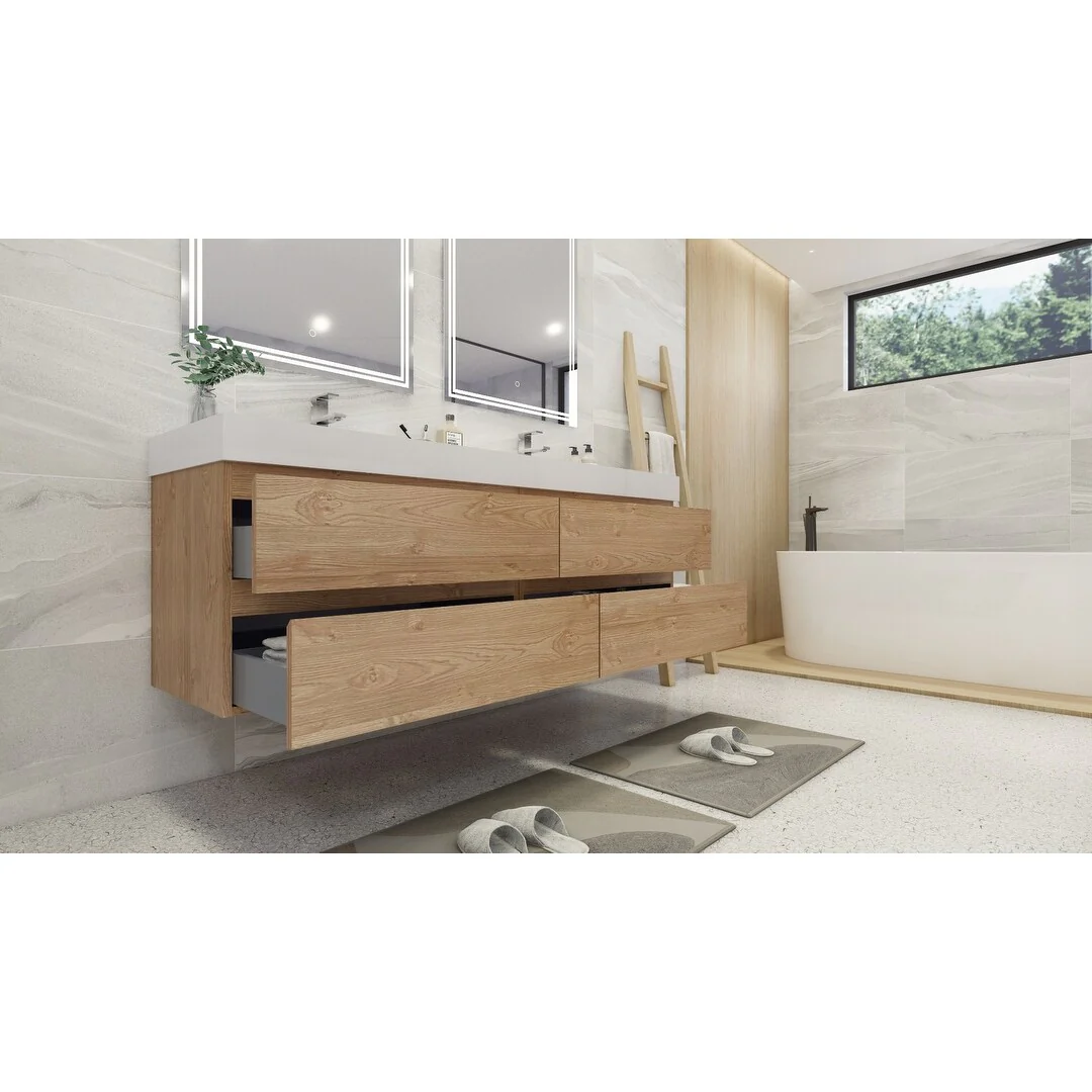 Baillie 72'' Wall-Mounted Vanity with Double Reinforced Acrylic Sink