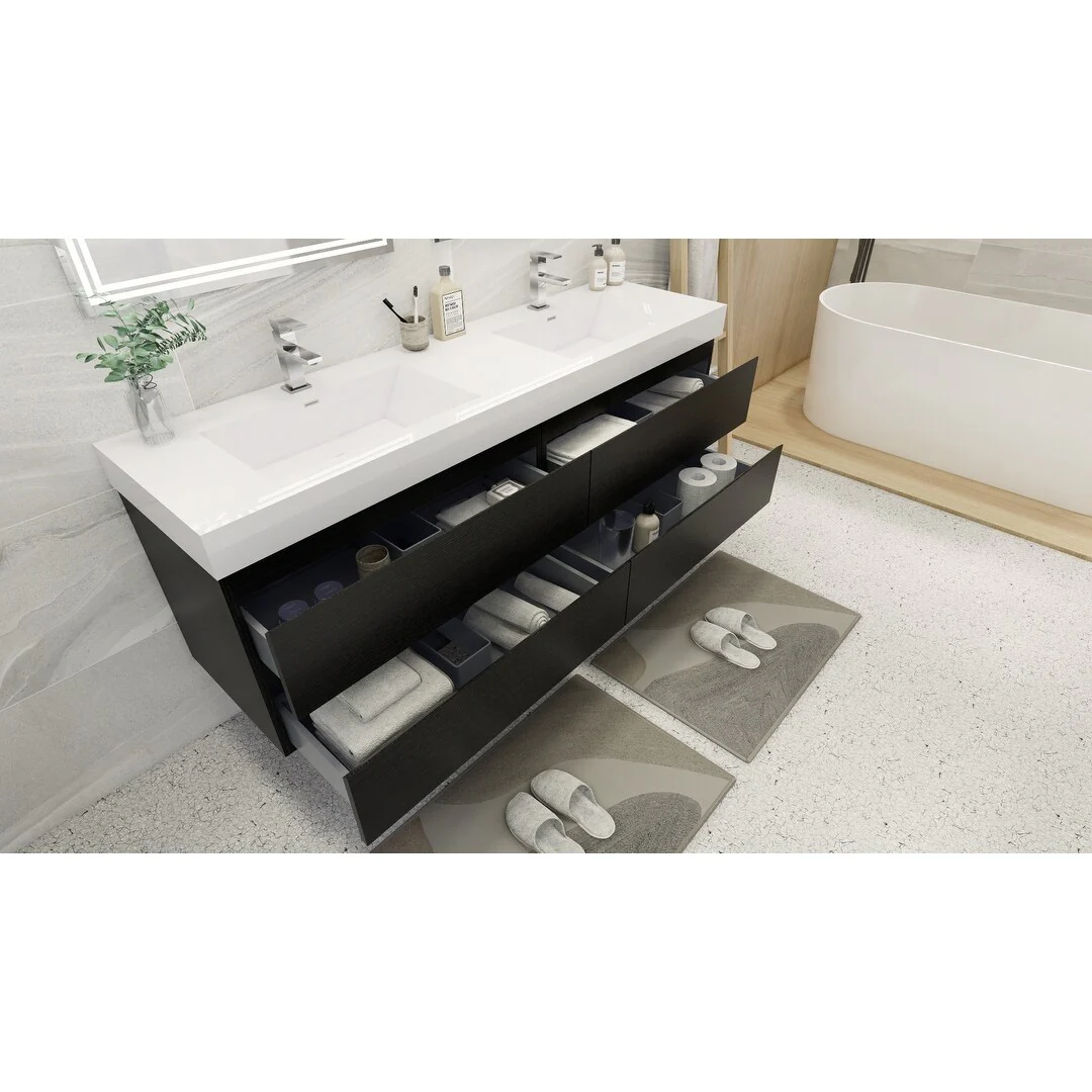 Baillie 72'' Wall-Mounted Vanity with Double Reinforced Acrylic Sink