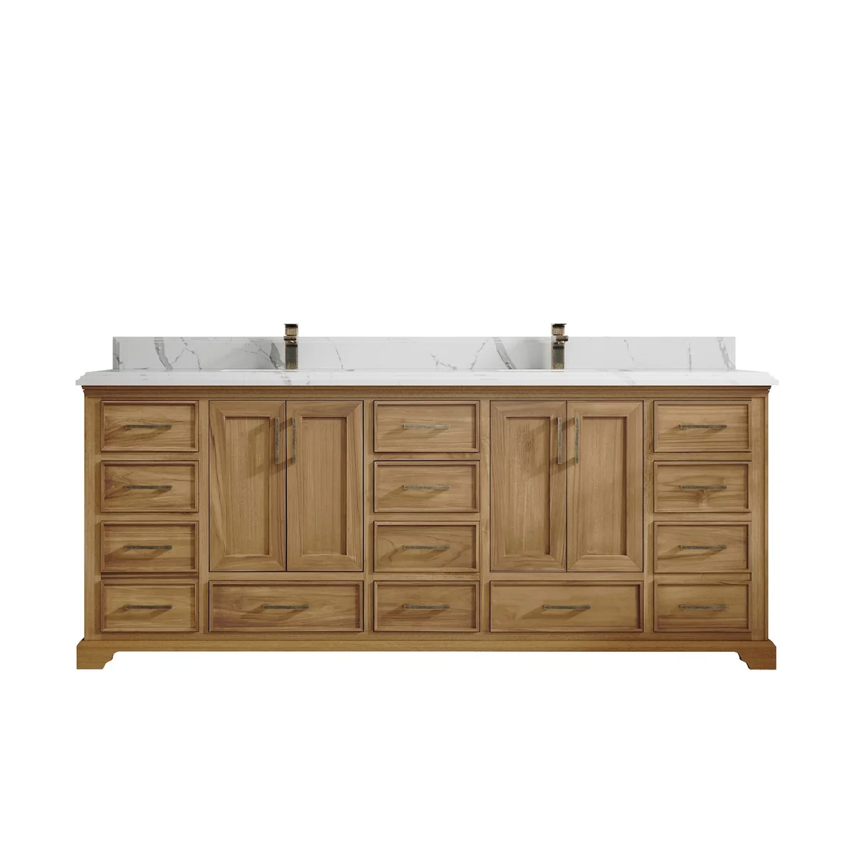 Willow Collections 84 in. W x 22 in. D Charlotte Teak Double Sink Bathroom Solid Teak Vanity with Countertop