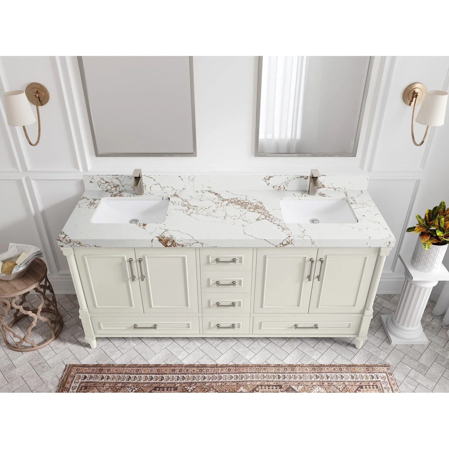 Willow Collections 72 in. W x 22 in. D Aberdeen Double Sink Bathroom Vanity with Countertops