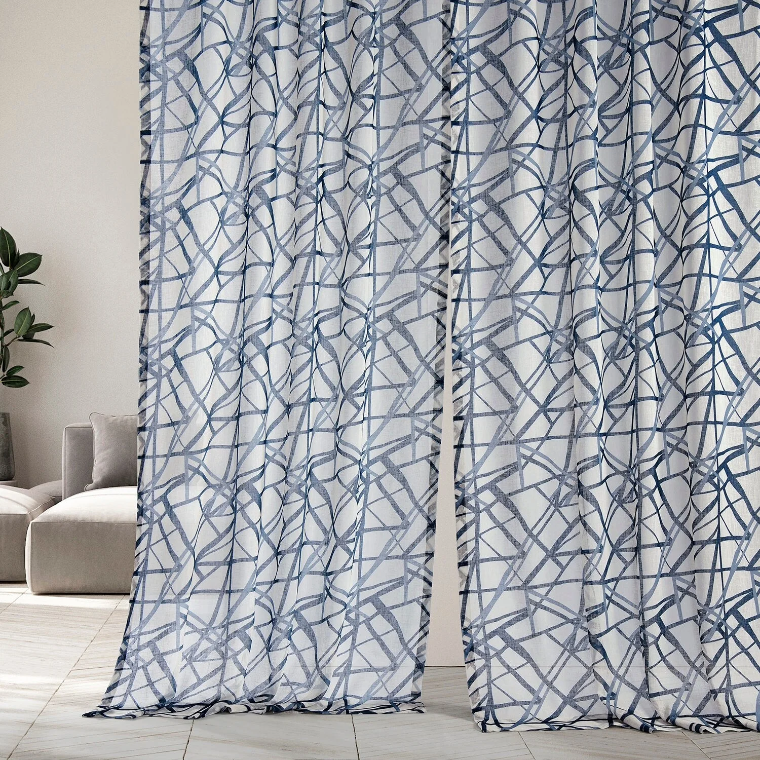 Exclusive Fabrics Matrix Printed Faux Linen Sheer Curtain (1 Panel)