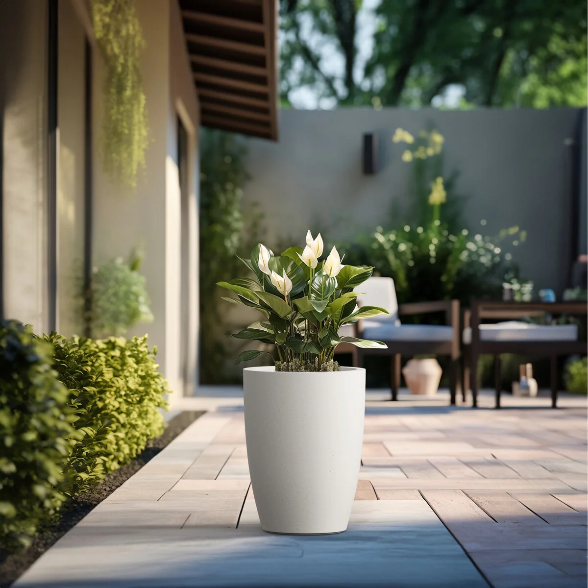 Tall Concrete Round Plant Pots / Large Indoor and Outdoor flower Planters