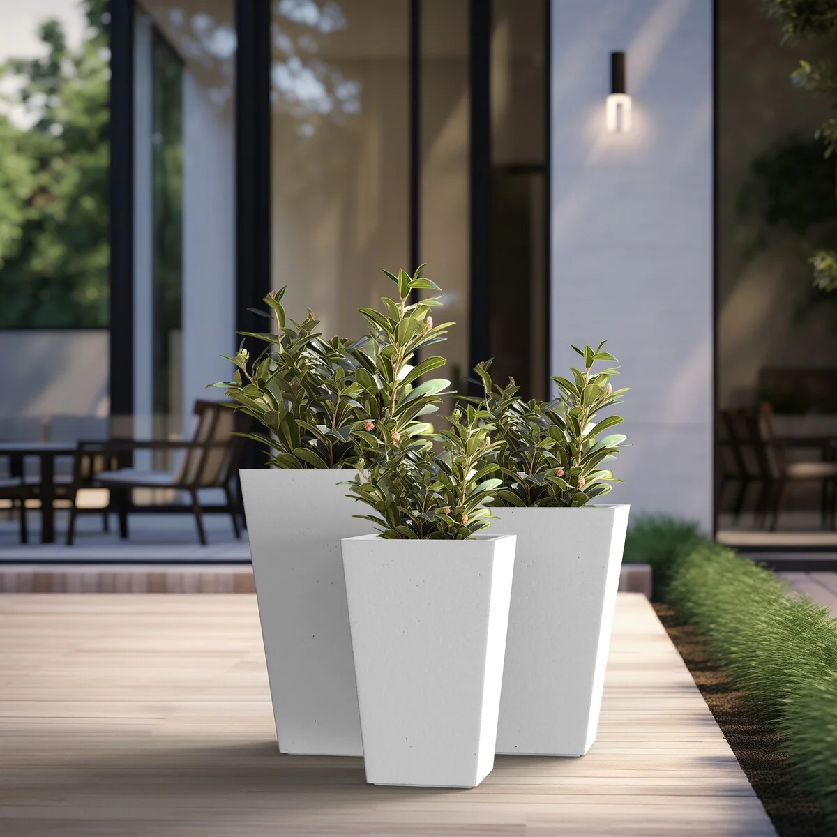 Tall Concrete Rectangle Plant Boxes / Large Indoor and Outdoor Flower Planters