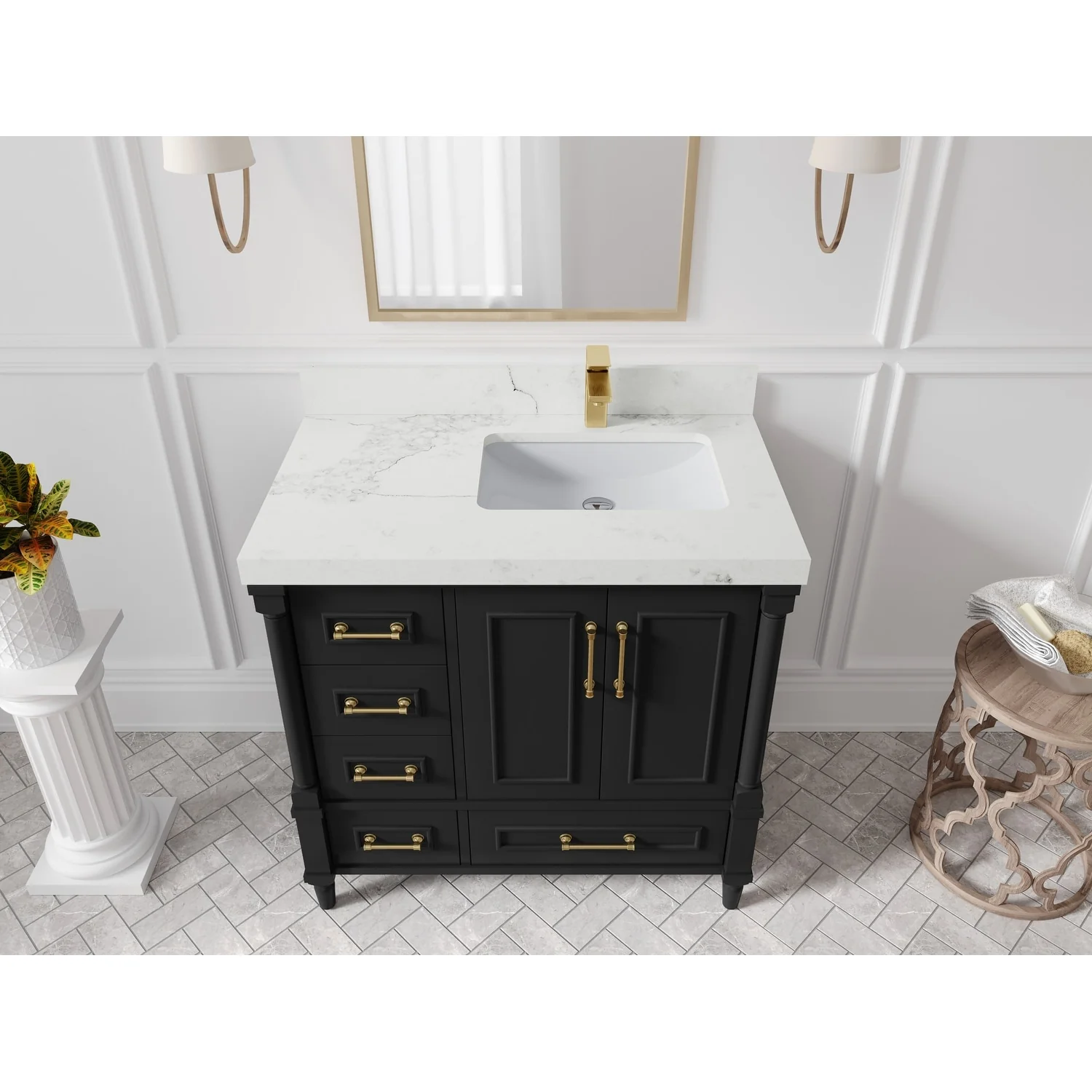 Willow Collections 36 in. W x 22 in. D Aberdeen Right Offset Sink Bathroom Vanity with Countertop