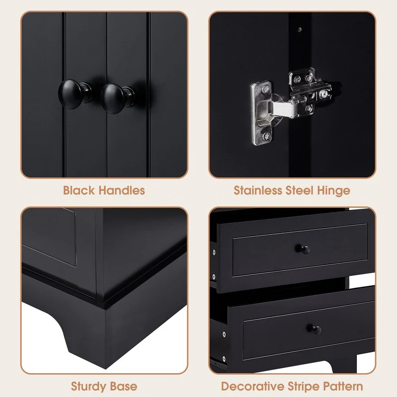 Freestanding Storage Cabinet with 2 Doors and 4 Drawers