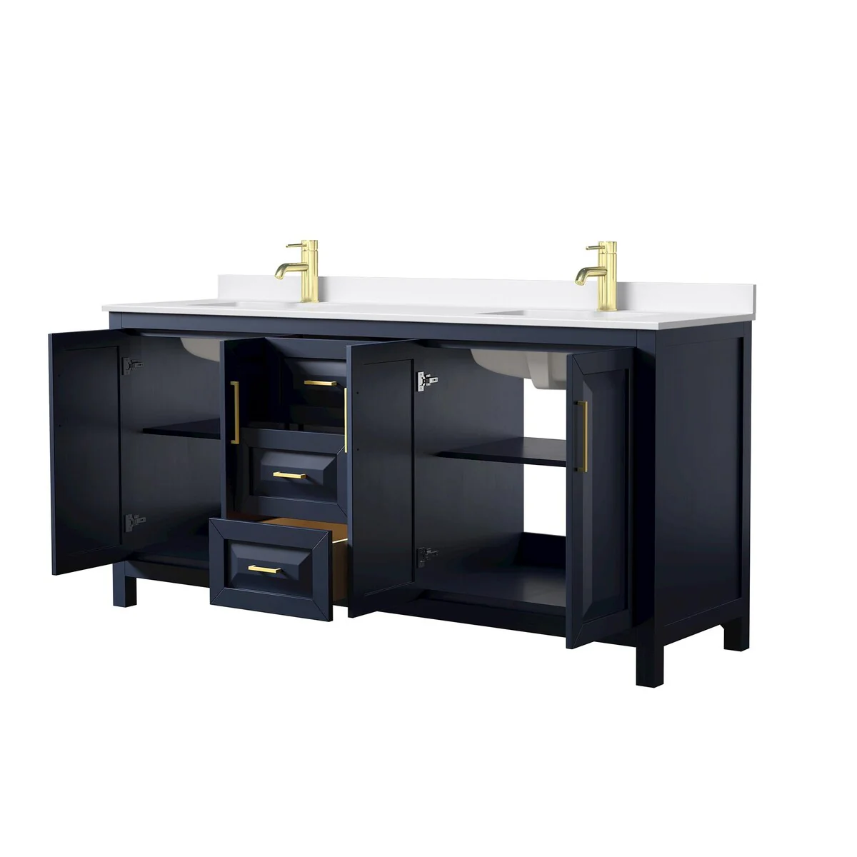 Daria 72-inch Double Vanity, Single Hole Quartz Top