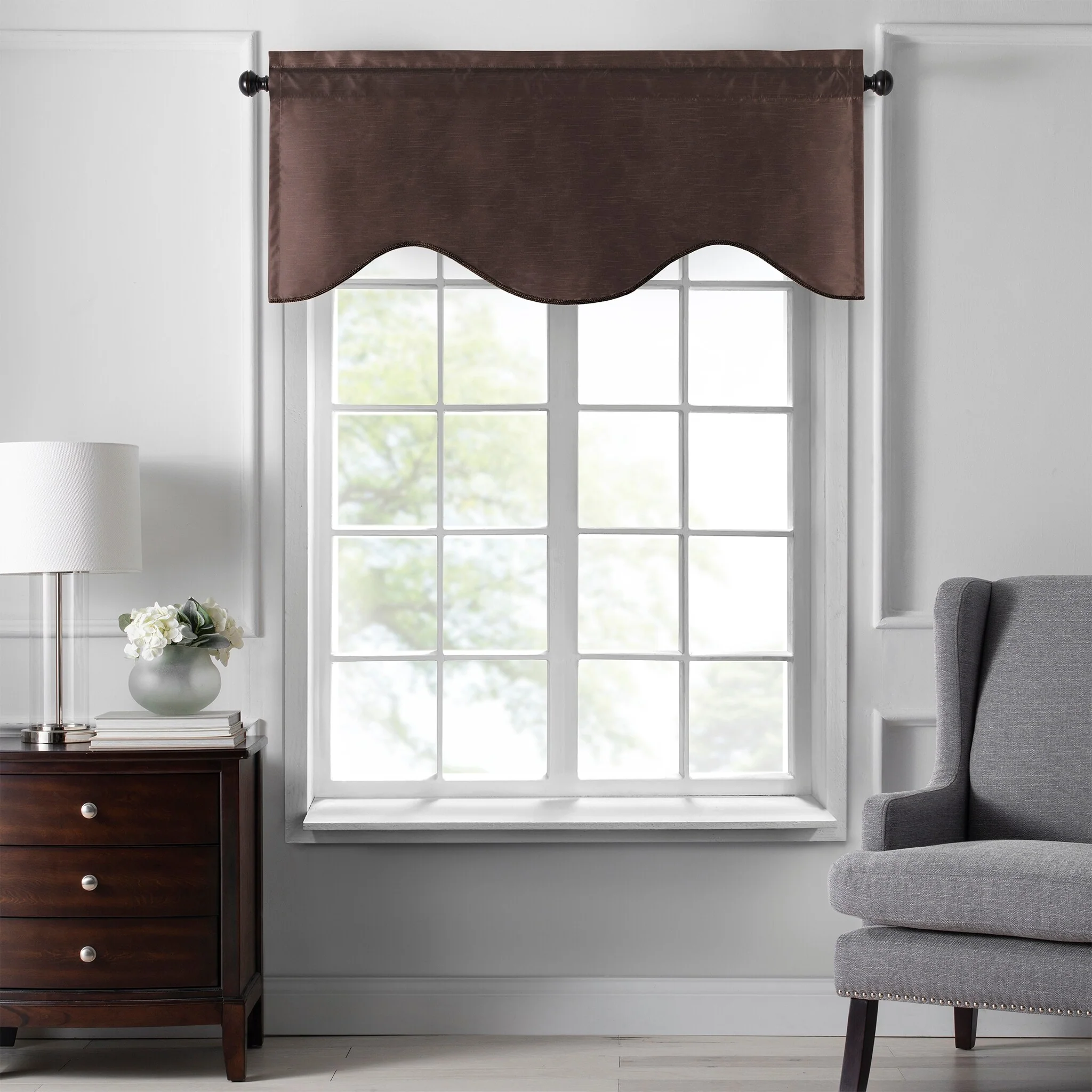 Gracewood Hollow Foster Faux Silk Scalloped Window Valance - 50