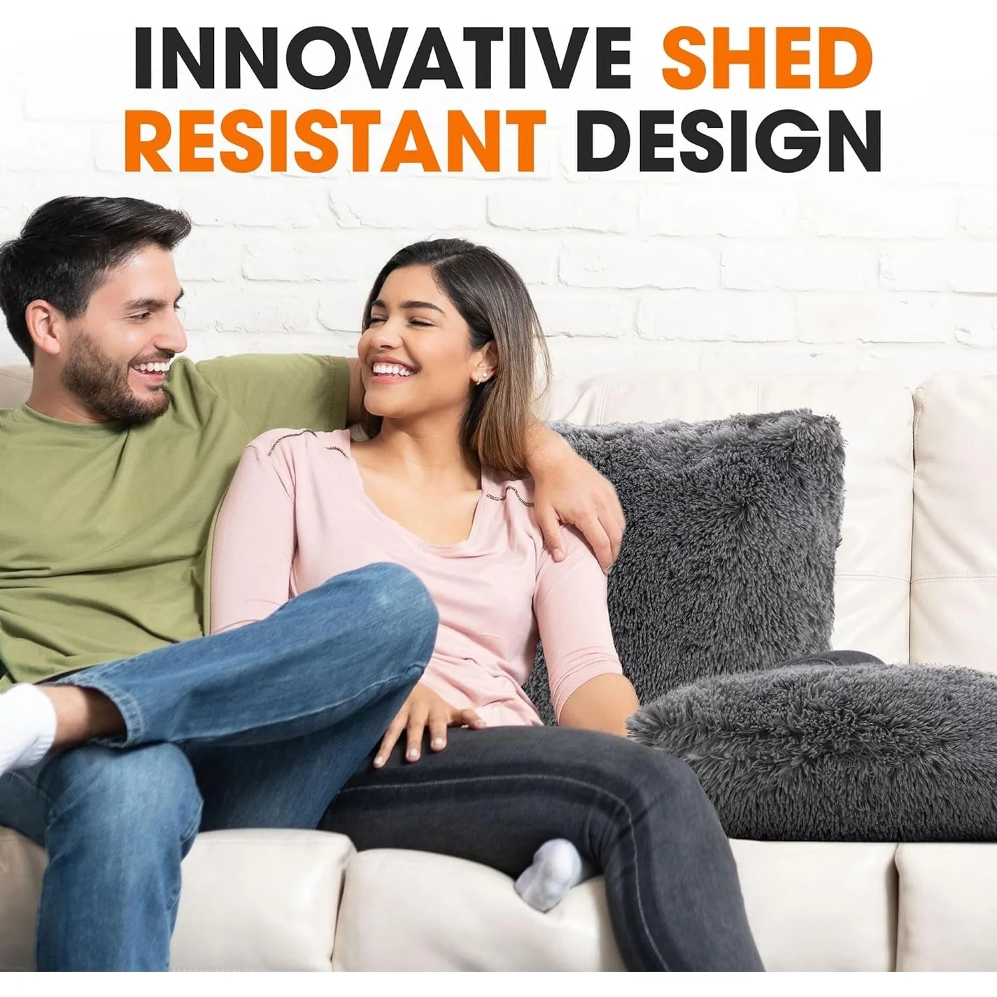 Cheer Collection Shaggy Long Hair Throw Pillows (Set of 2)