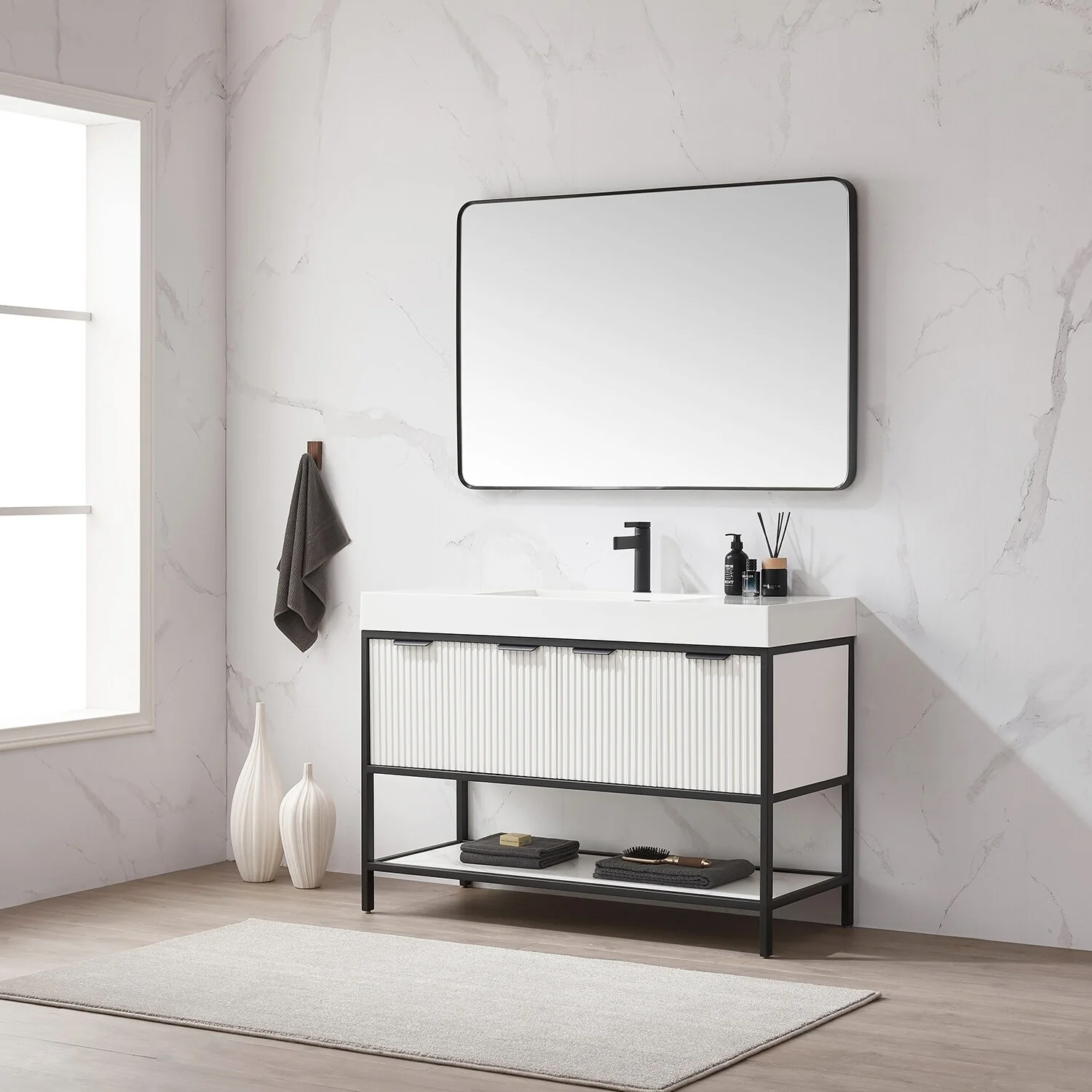 Marcilla 48 in. Single Sink Bath Vanity with Stone Sink Top