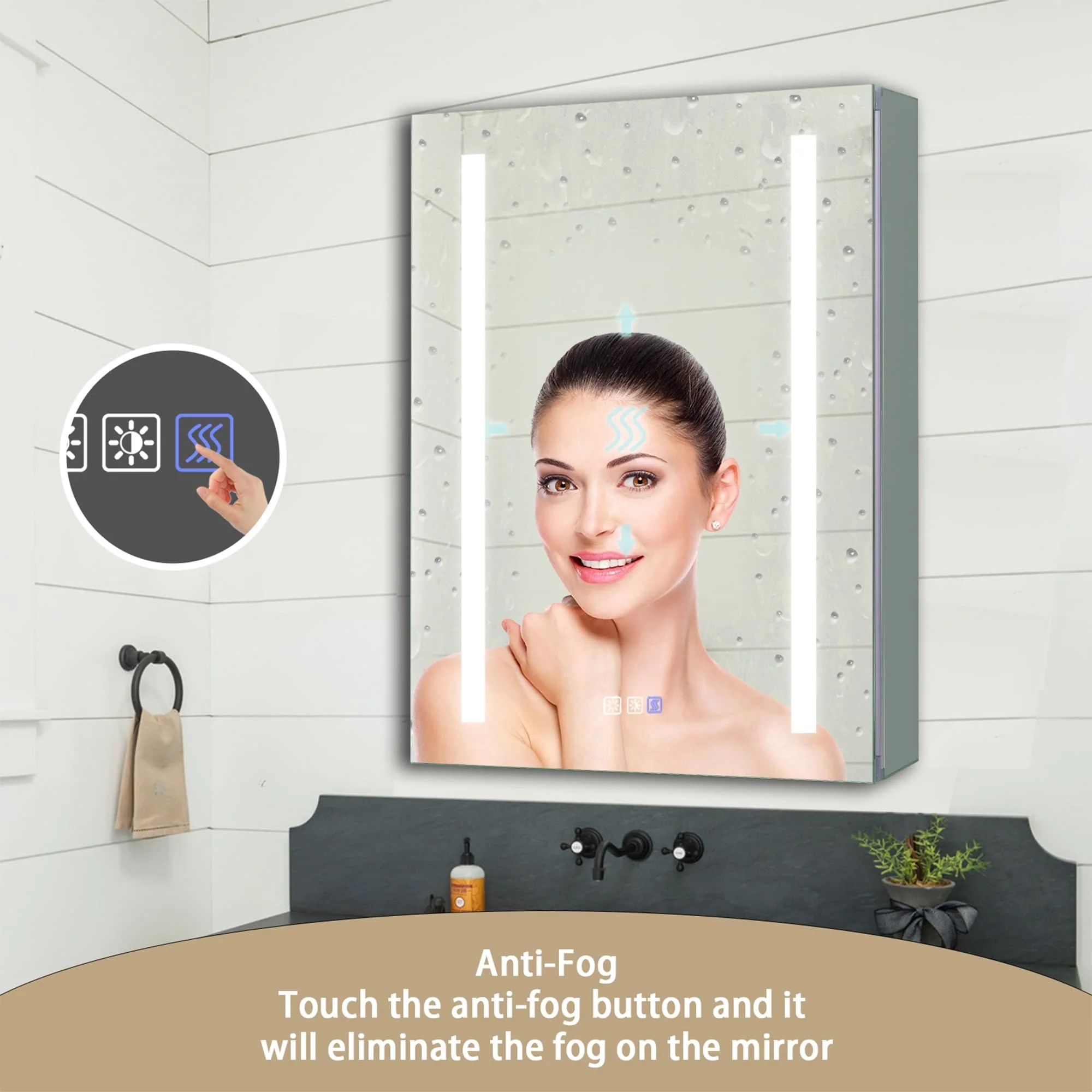 20''x26'' Recessed or Surface Mounted Anti-Fog LED Lighted Bathroom Medicine Cabinet with Mirror