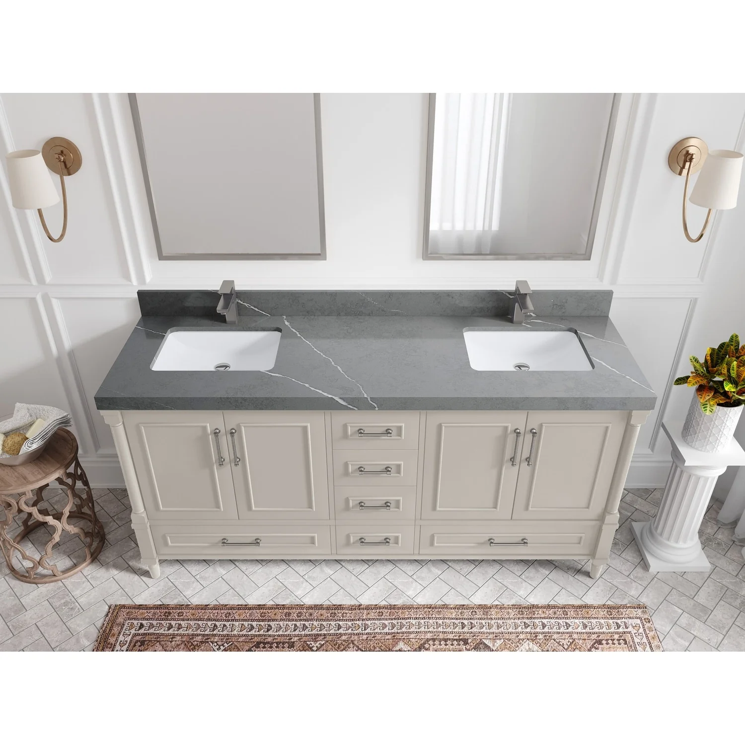 Willow Collections 72 in. W x 22 in. D Aberdeen Double Sink Bathroom Vanity with Countertops