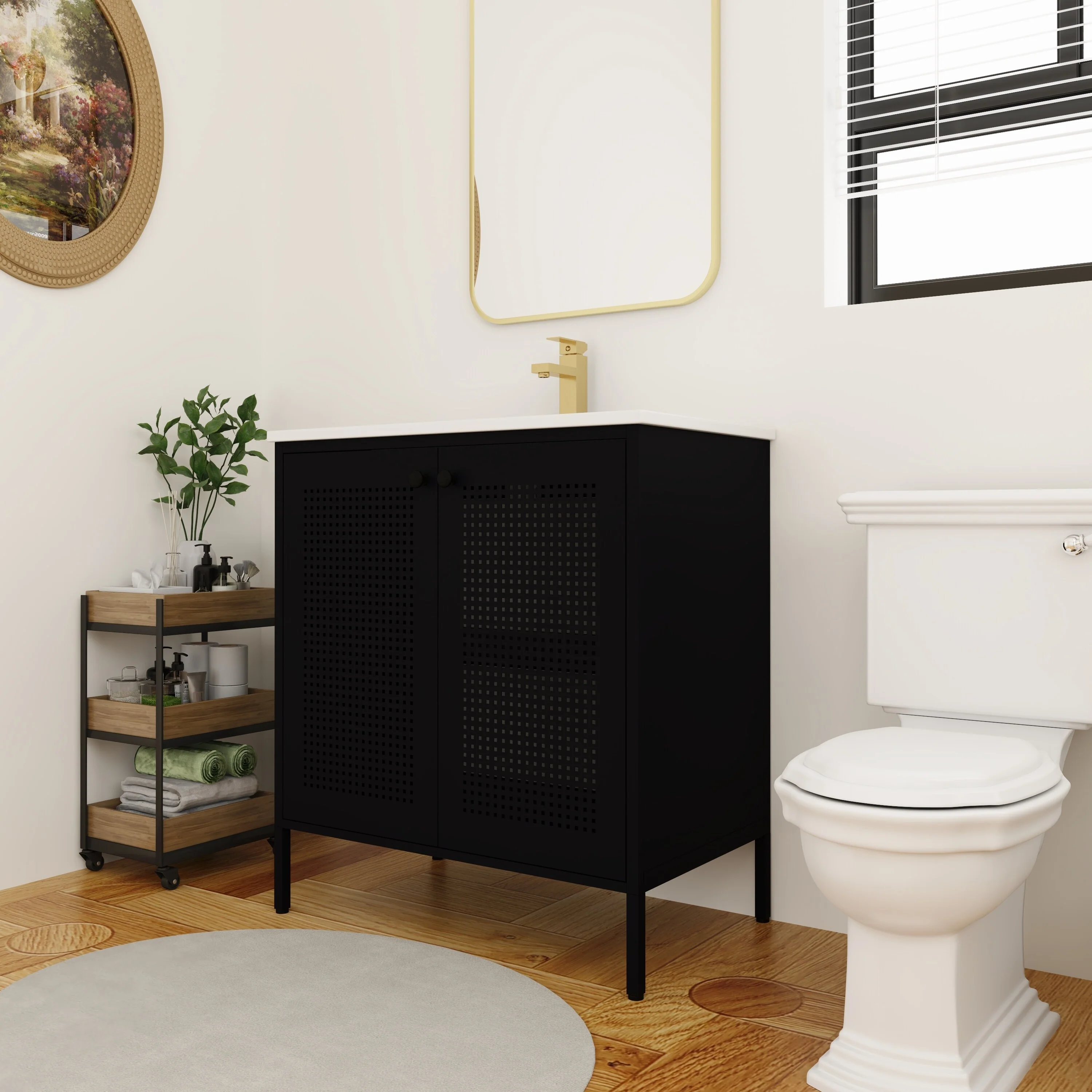 BNK 24/30 inch Freestanding Single Sink Bathroom Vanity with Soft Close Door and 1 adjustable shelf