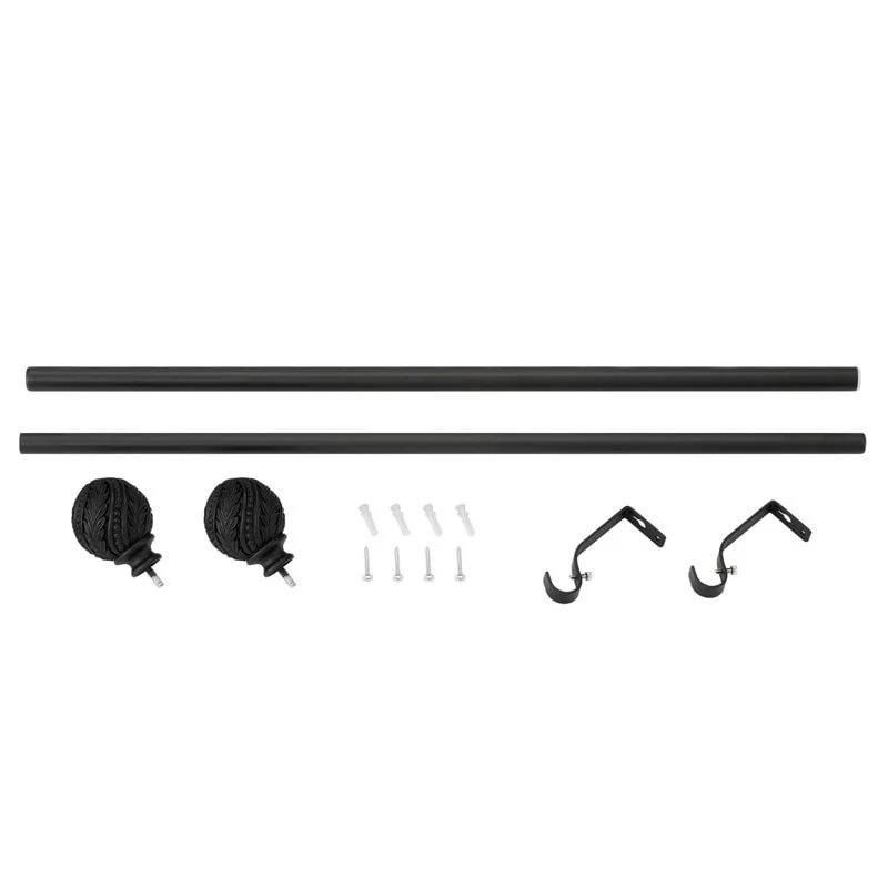 Debuono Black Adjustable Curtain Rod with Final Set
