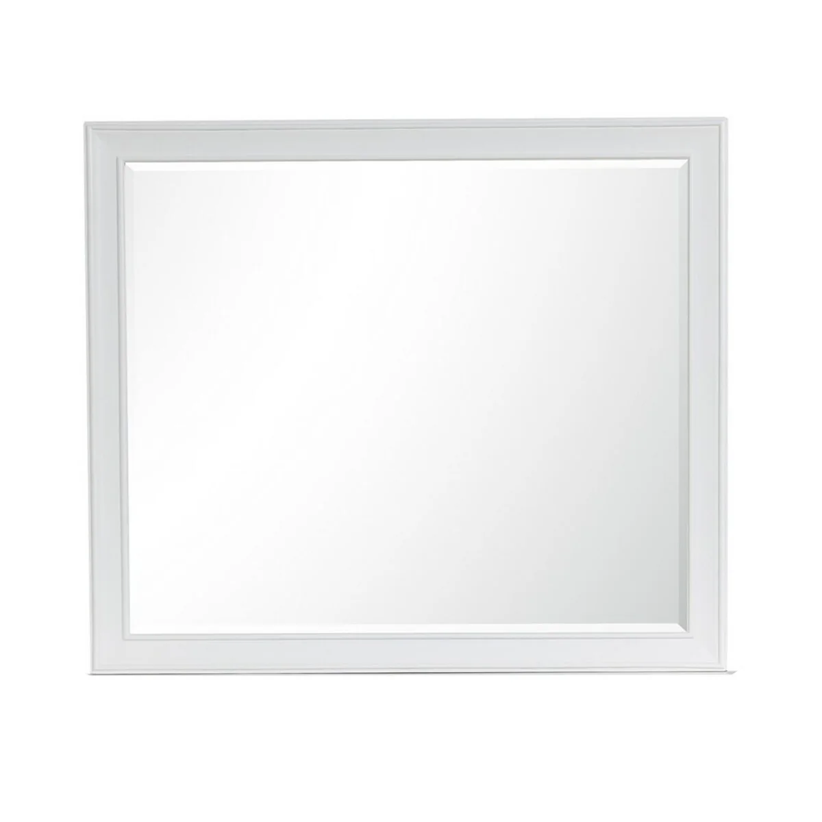 Limi 37 x 43 Dresser Mirror, Modern Wood Frame, White Brushed Finish