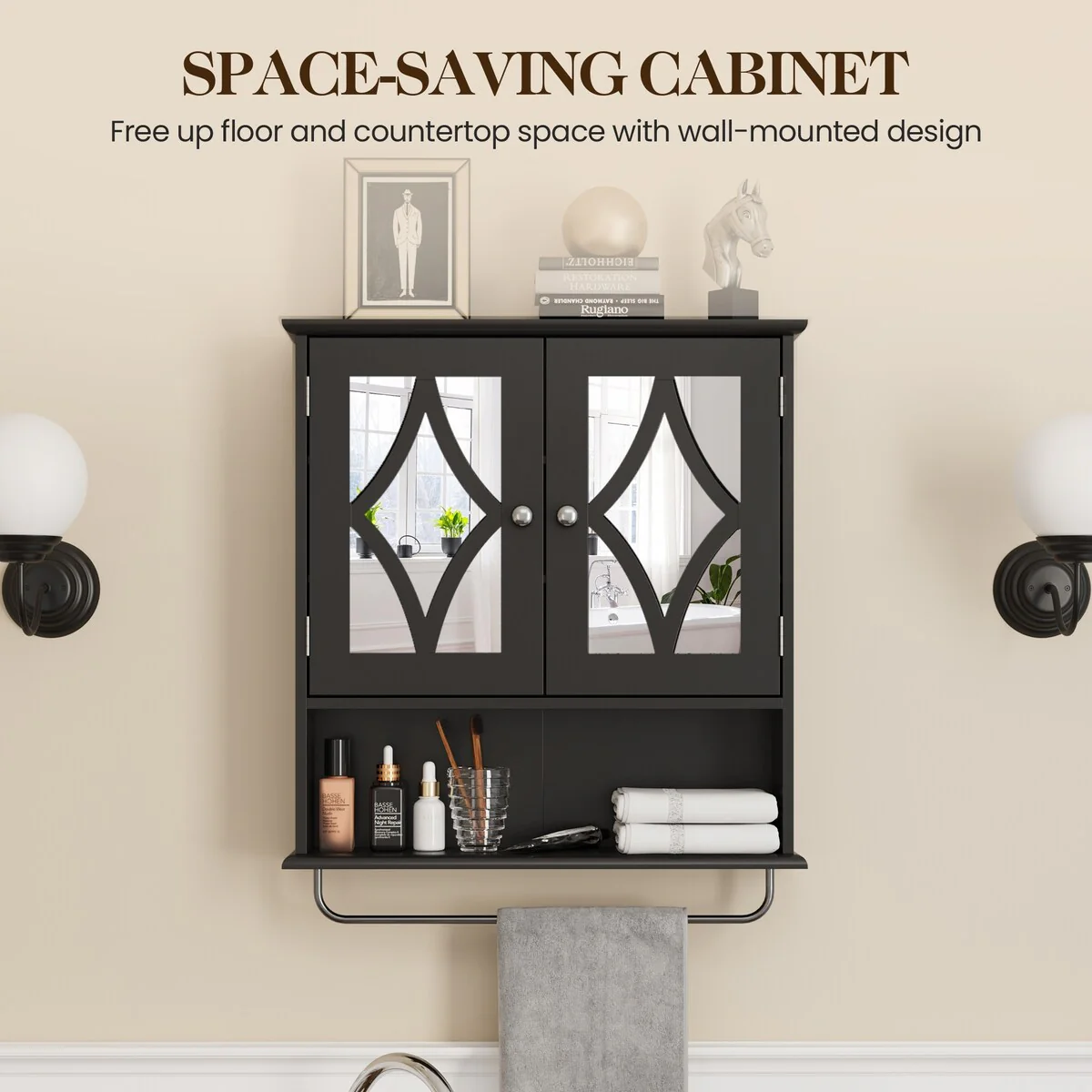 22'' W x 25.6'' H Framed Medicine Cabinet with Mirror & Adjustable Shelves