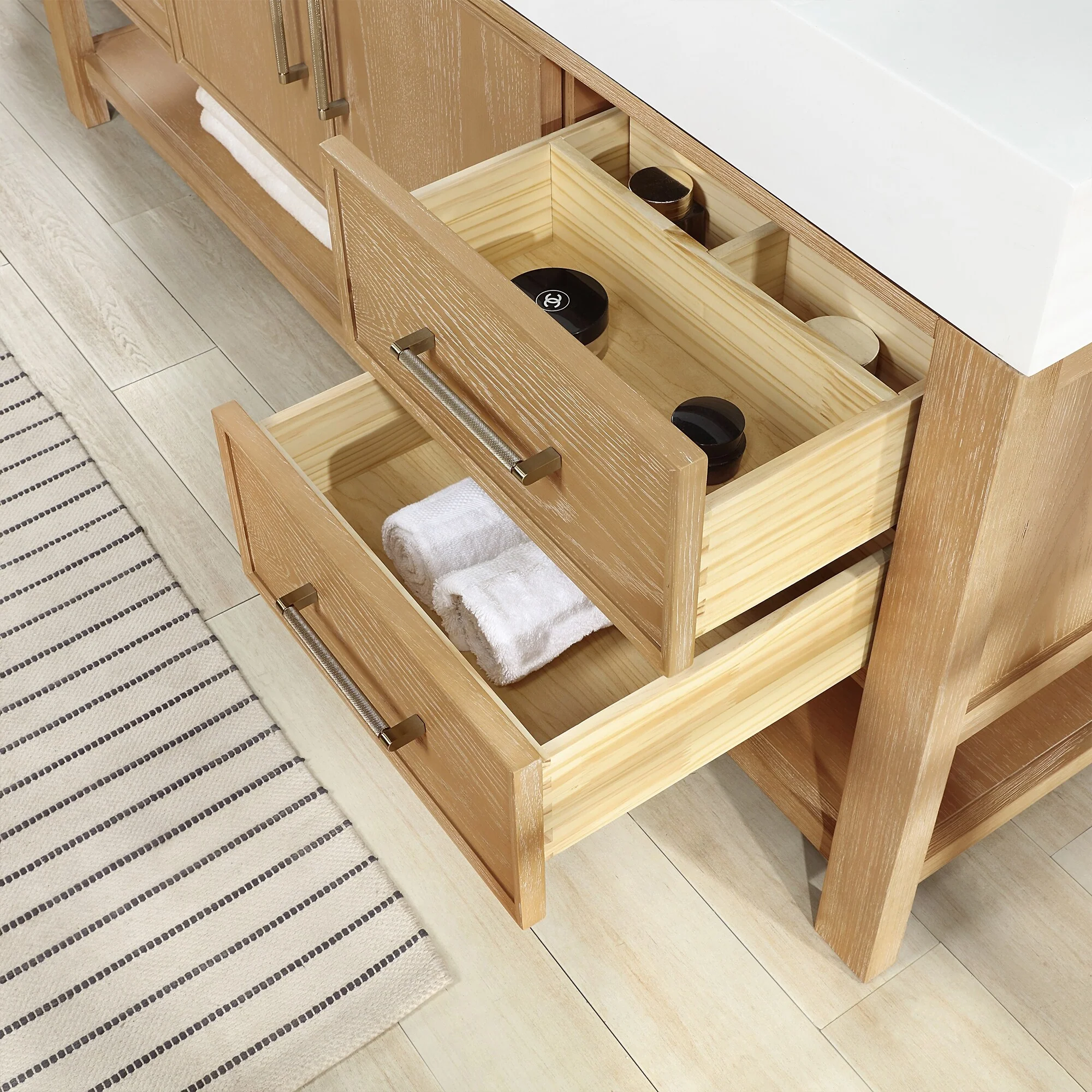 Vera Bath Vanity with Integrated Stone Sink Top and Mirror