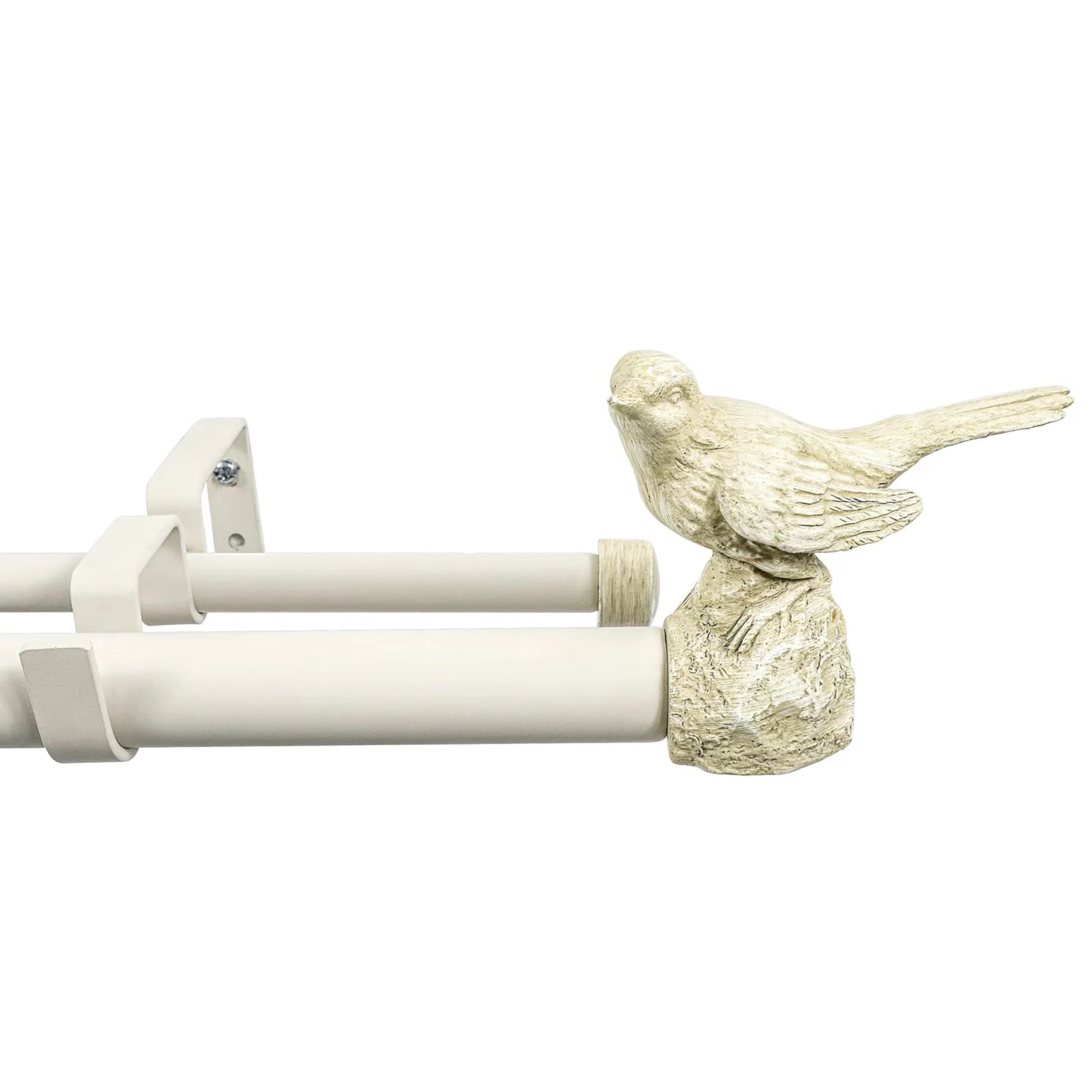 MERIVILLE 1-Inch Diameter Double Window Curtain Rod, Bird Finials