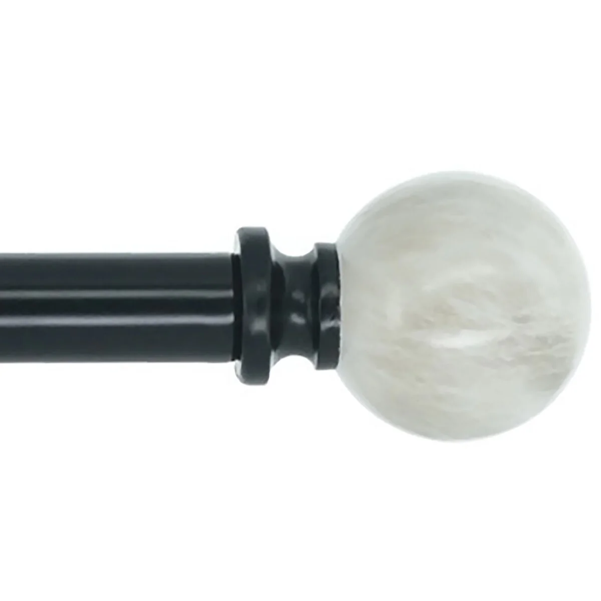 Meriville 1-Inch Diameter Single Window Curtain Rod, Spanish White Marble Ball