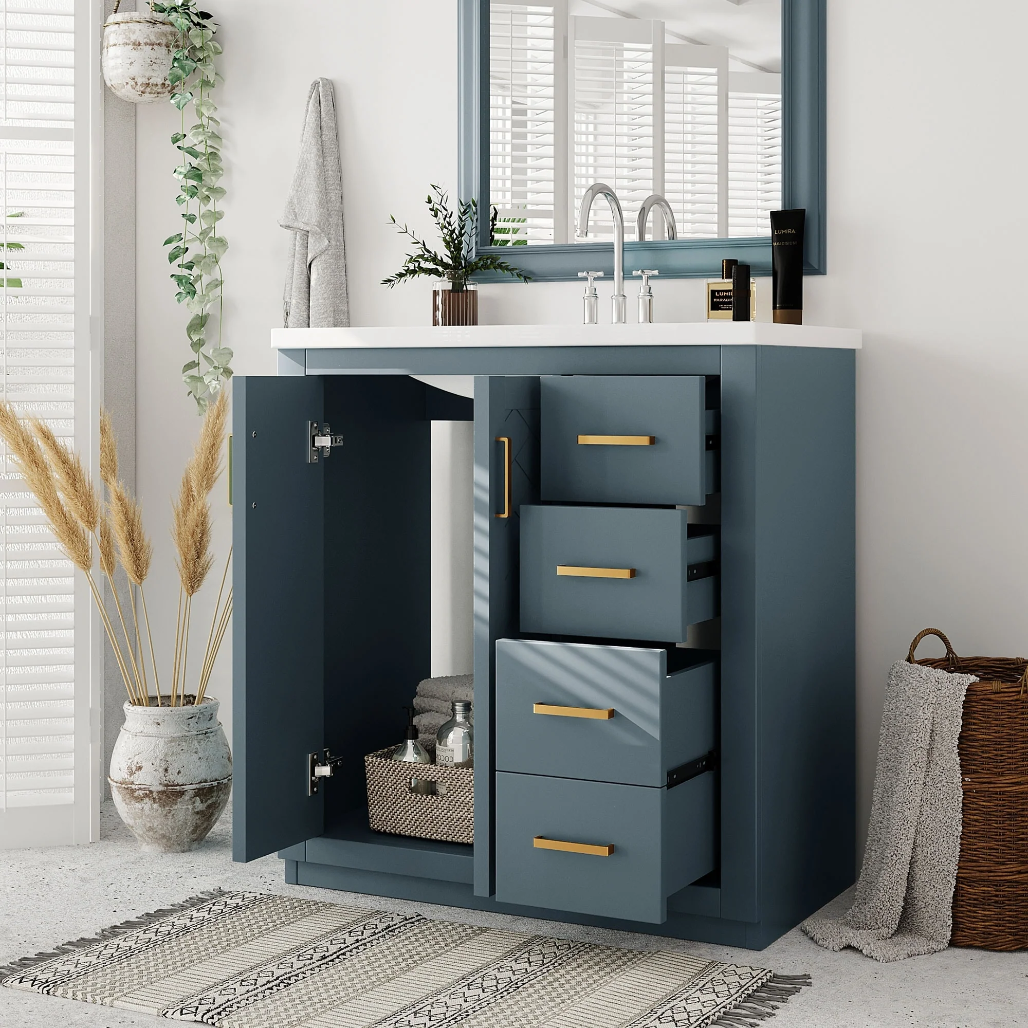 30'' Bathroom Vanity with Storage Cabinet and 3 Drawers