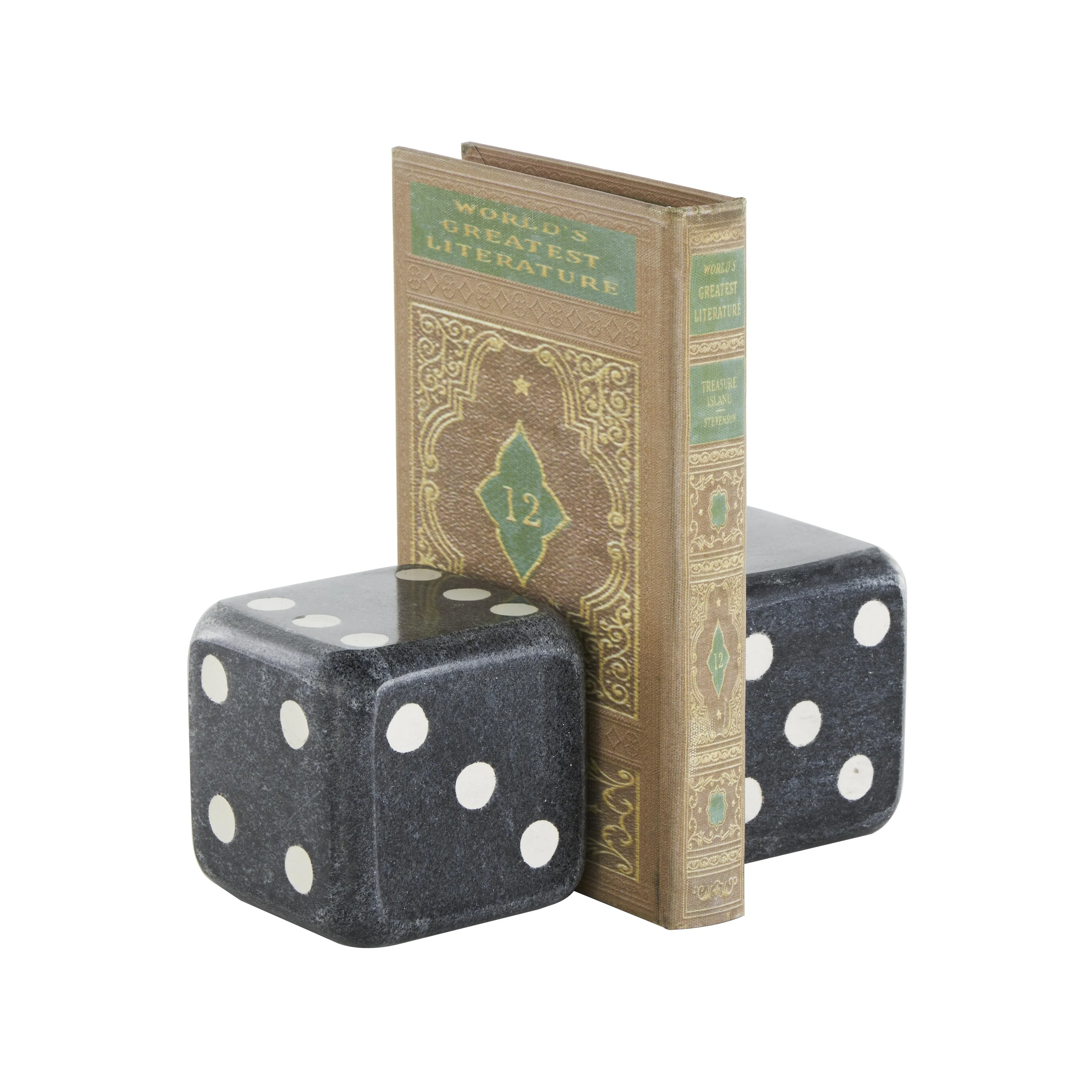 Marble Dice Decorative Bookends - Set of 2 Black, White or Green - Roche River Decor