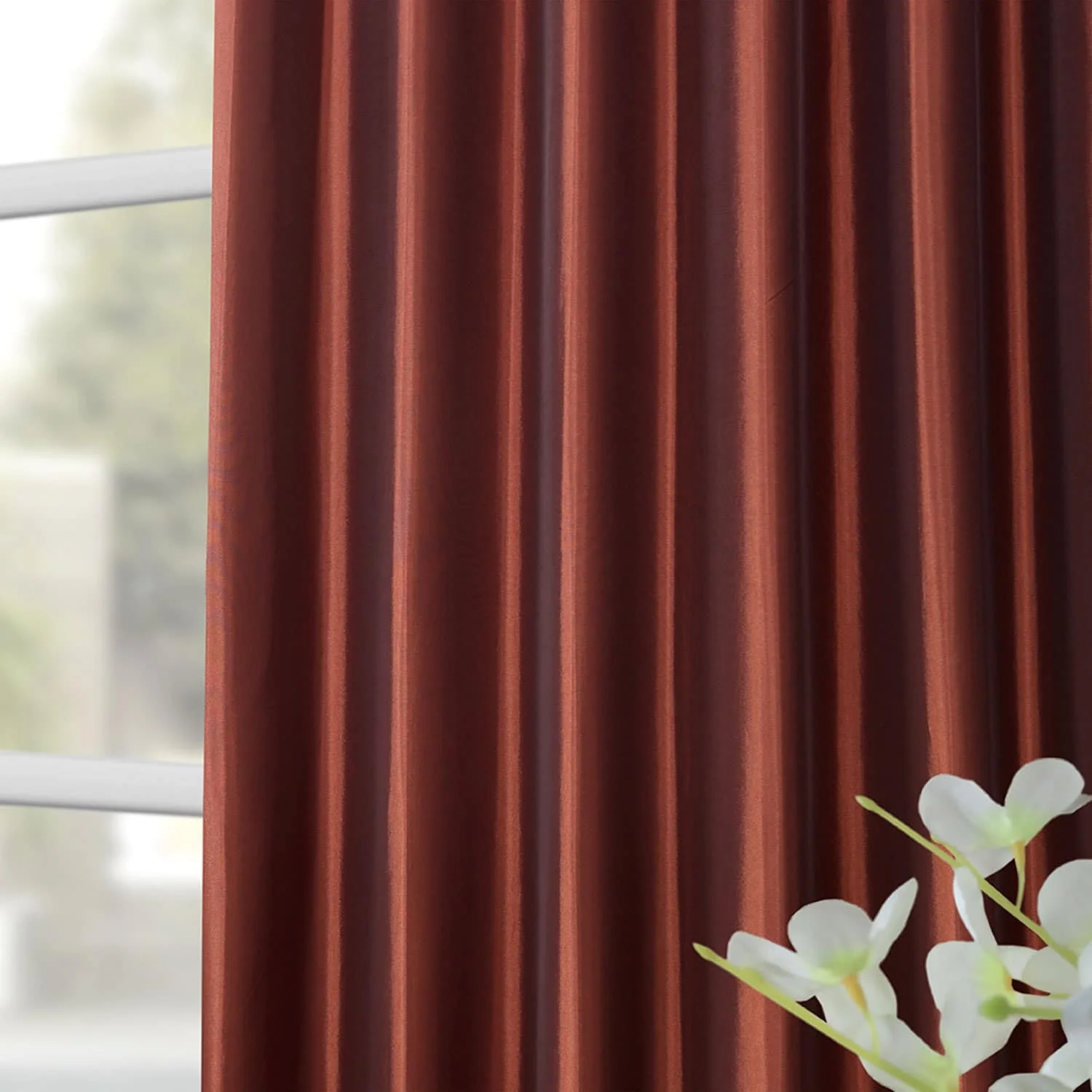 Exclusive Fabric Faux Silk Taffeta Solid Blackout Curtain (1 Panel)