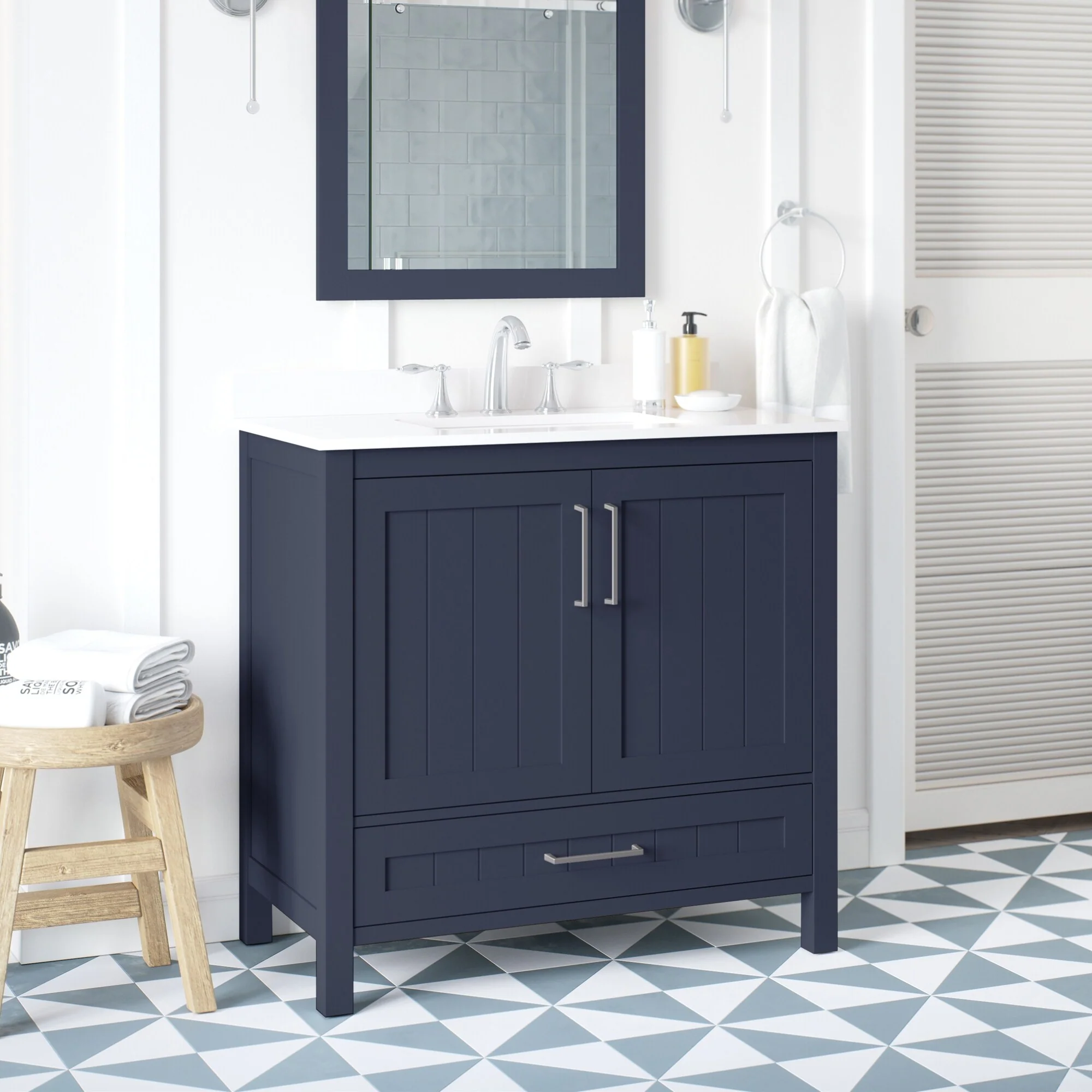 Ove Decors Kansas 36 in. Single Sink Bathroom Vanity in Midnight Blue