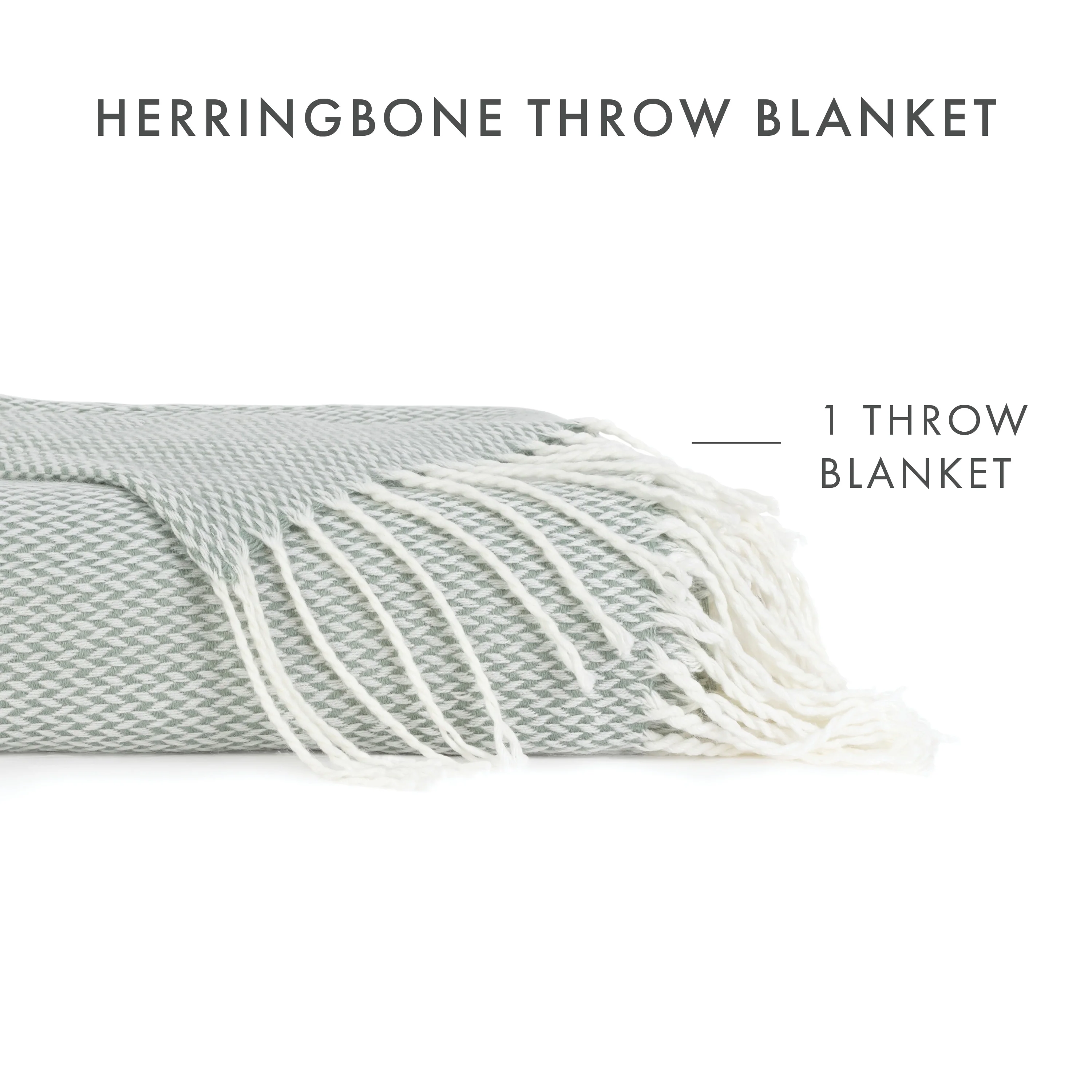 Becky Cameron Throw Blanket Herringbone with Fringed Edges