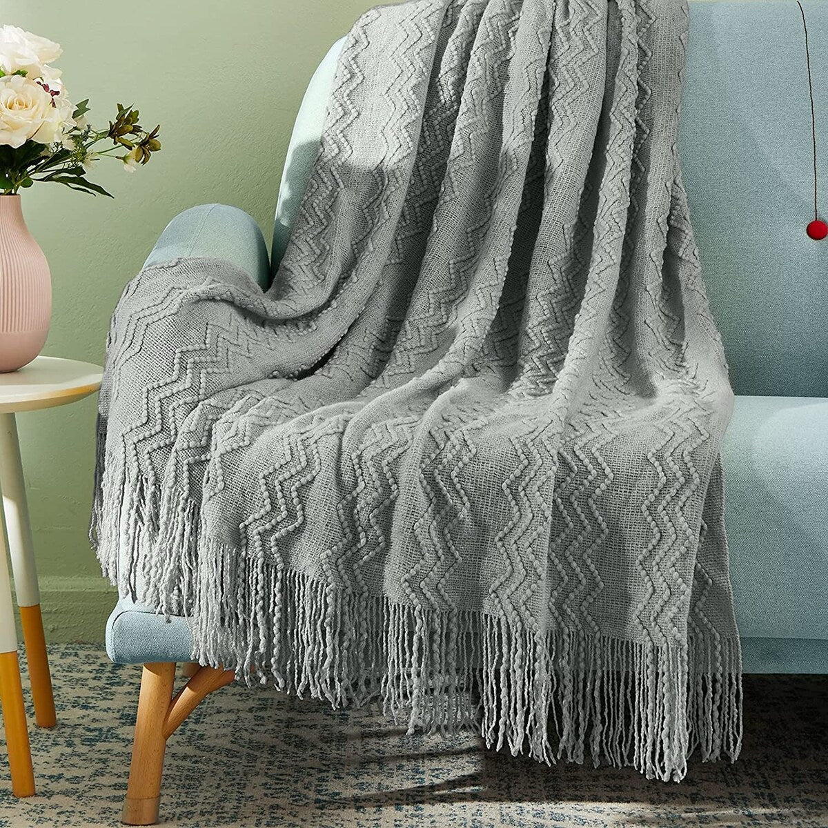 Throw Blankets for Couch Bed Farmhouse Woven Summer