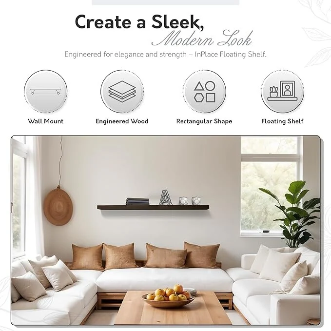 InPlace 47.24-inch Espresso Wall Mounted Floating Shelf - 47.24 inches wide x 10.2 inches deep