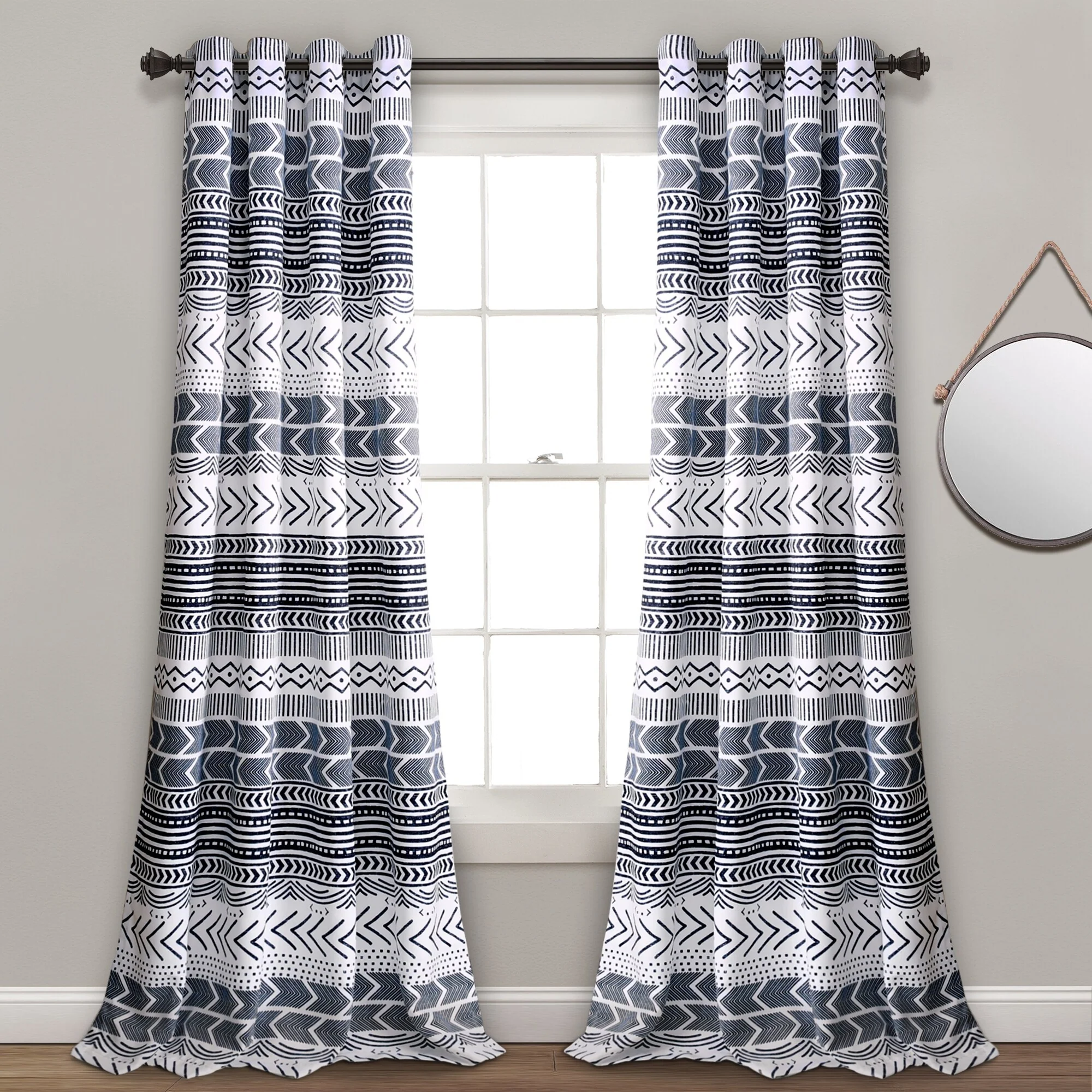 Lush Decor Hygge Geo Room Darkening Window Curtain Panel Pair