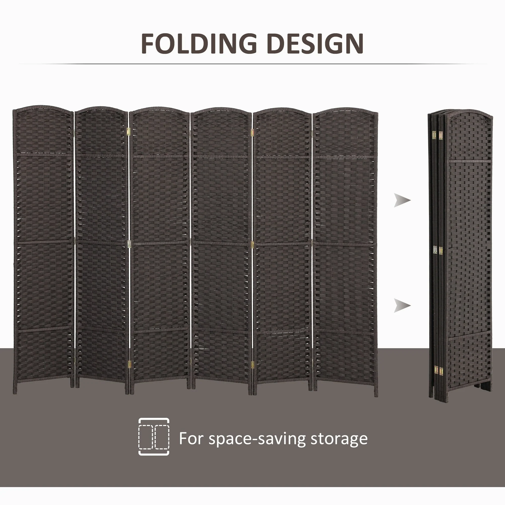 HOMCOM Room Divider, 6 Panel Folding Privacy Screen, 5.6' Tall Freestanding Wall Partition