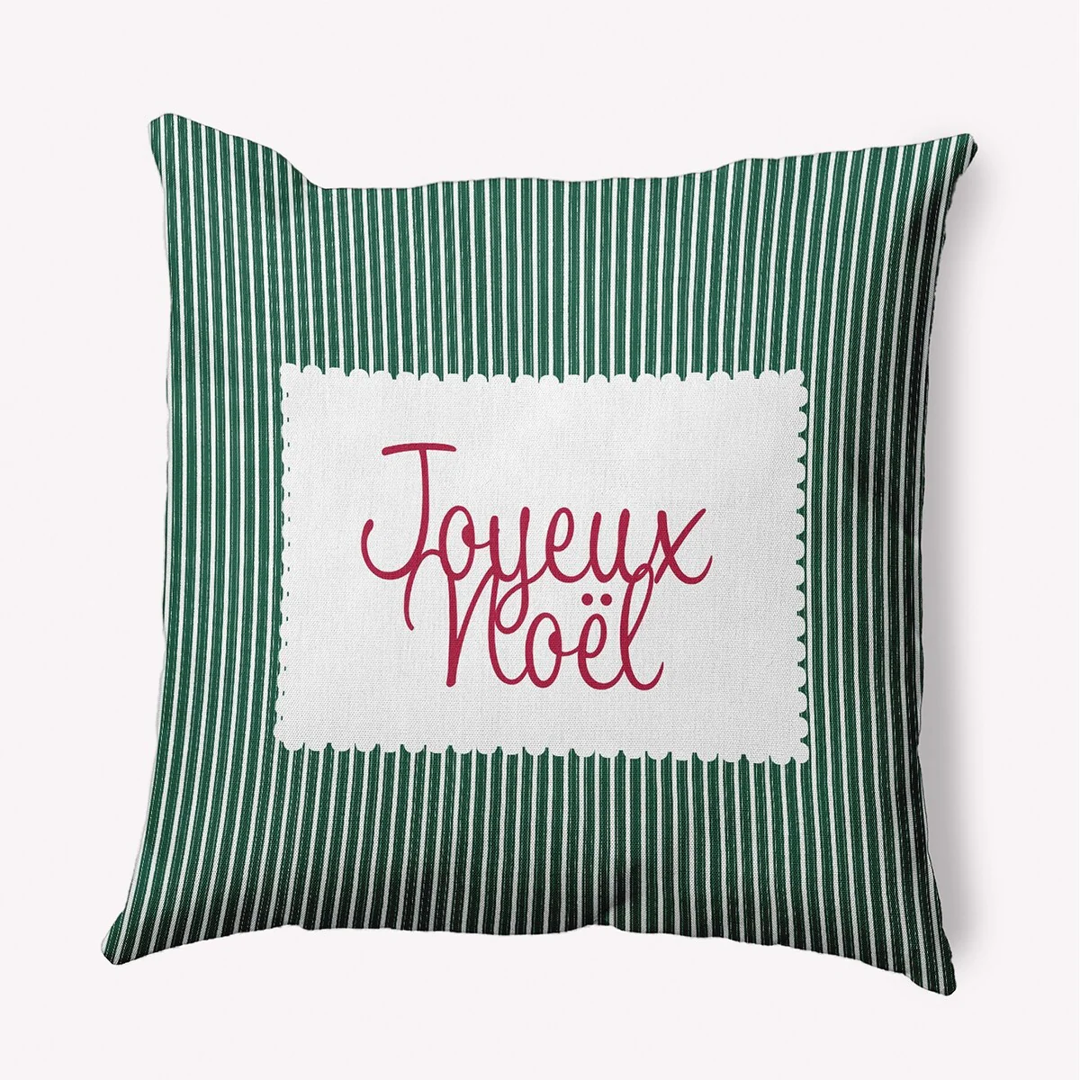 Joyeux Noel Ticking Christmas Accent Pillow