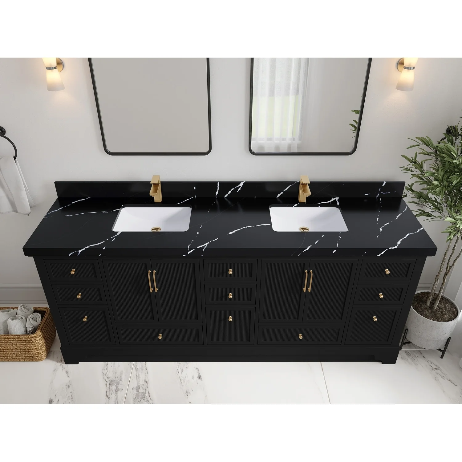 Willow Collections 84 in. W x 22 in. D Alys Double Bowl Sink Bathroom Vanity with Countertop