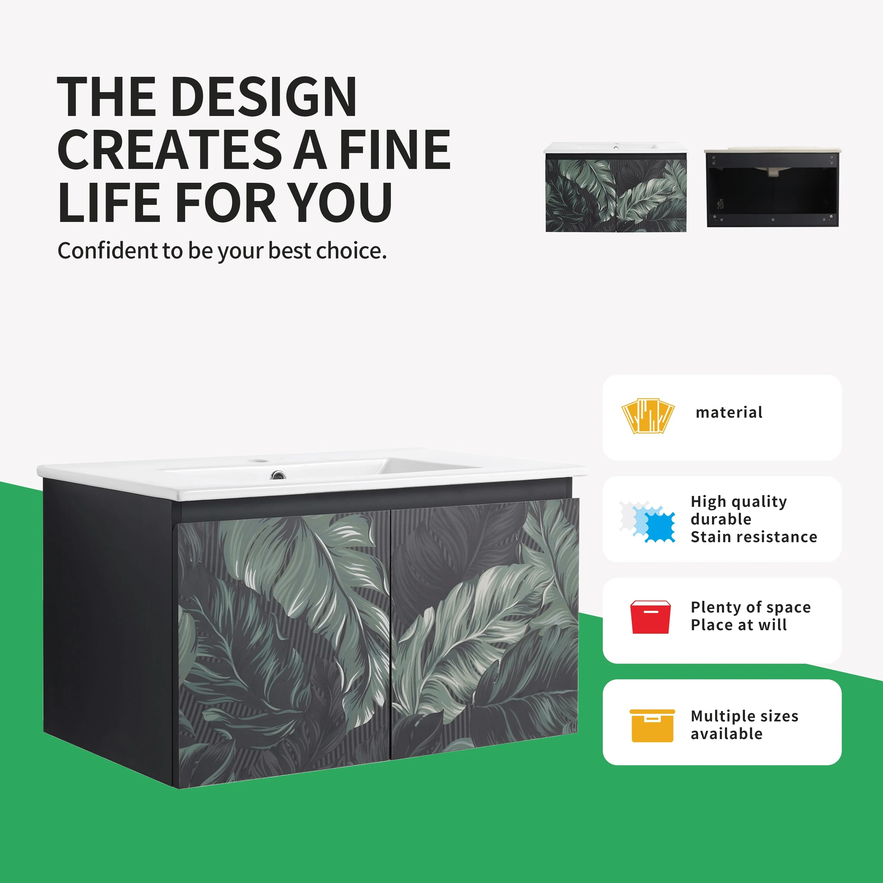 BNK 24/30/48 Inch Double Sink Bathroom Vanity with Soft Close Door