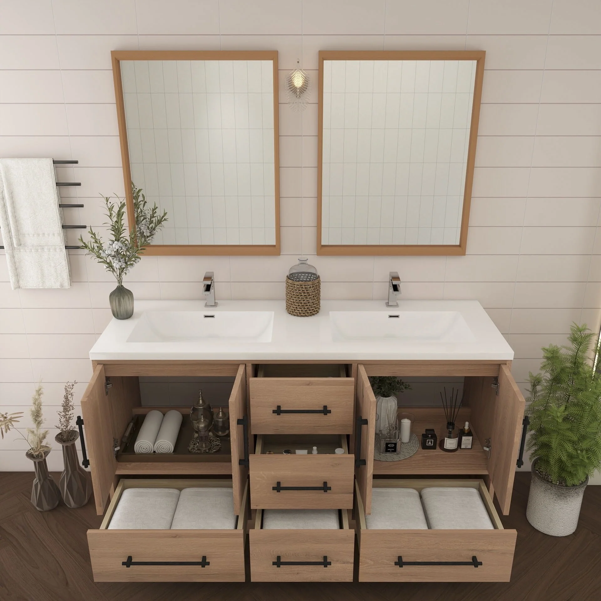 Victoria 60'' Freestanding Vanity with Double Reinforced Acrylic Sink - 59.5